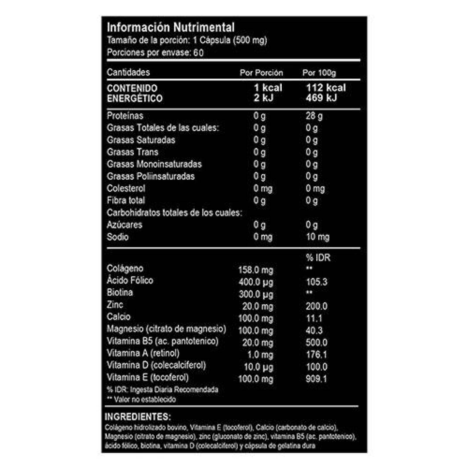 Vitaminas Cabello y Barba para Hombre | Colageno Hidrolizado + Biotina for MEN | 60 capsulas. 