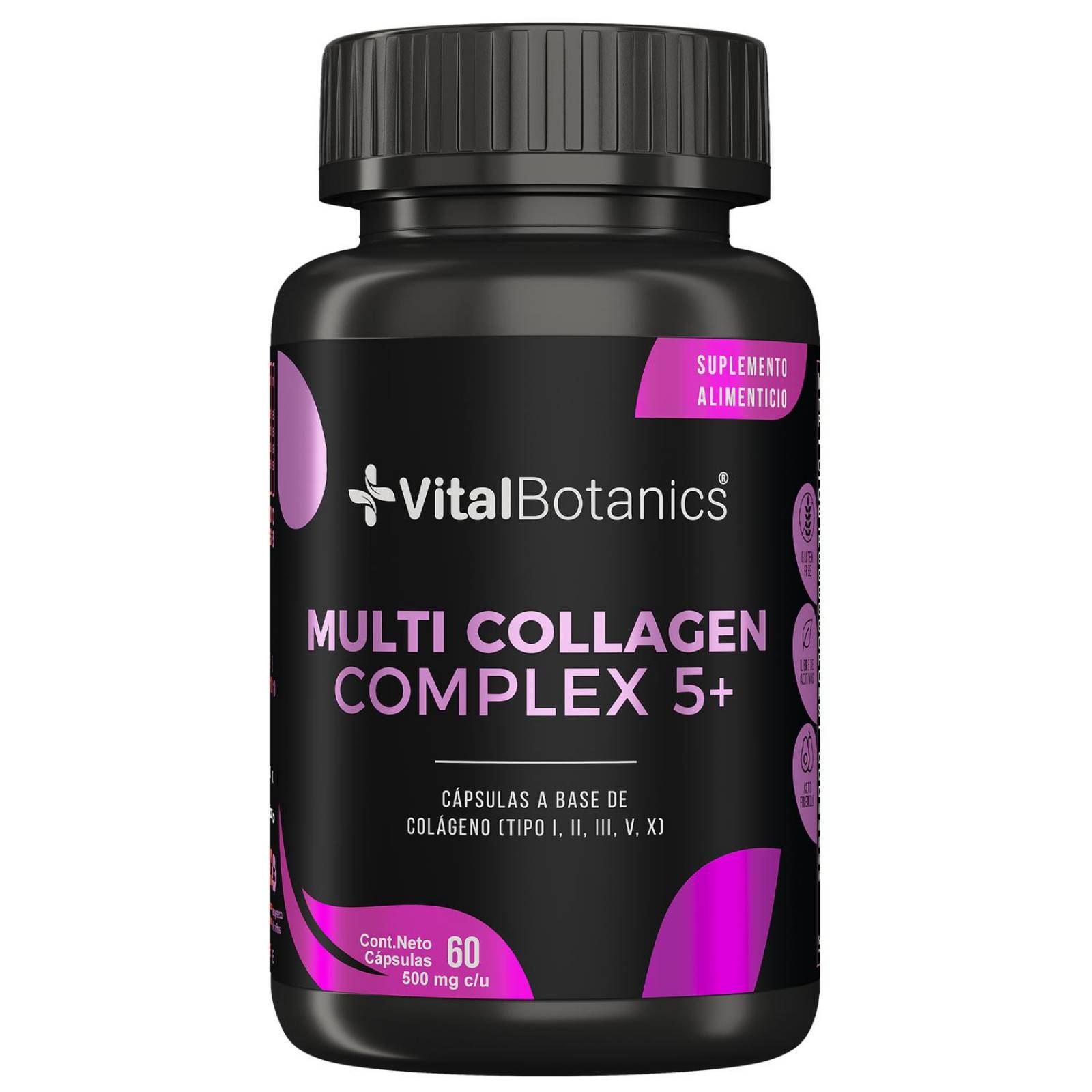 Multi Collagen Complex 5+ | 60 capsulas | Suplemento alimenticio a base Colageno y Vitamina B12. 