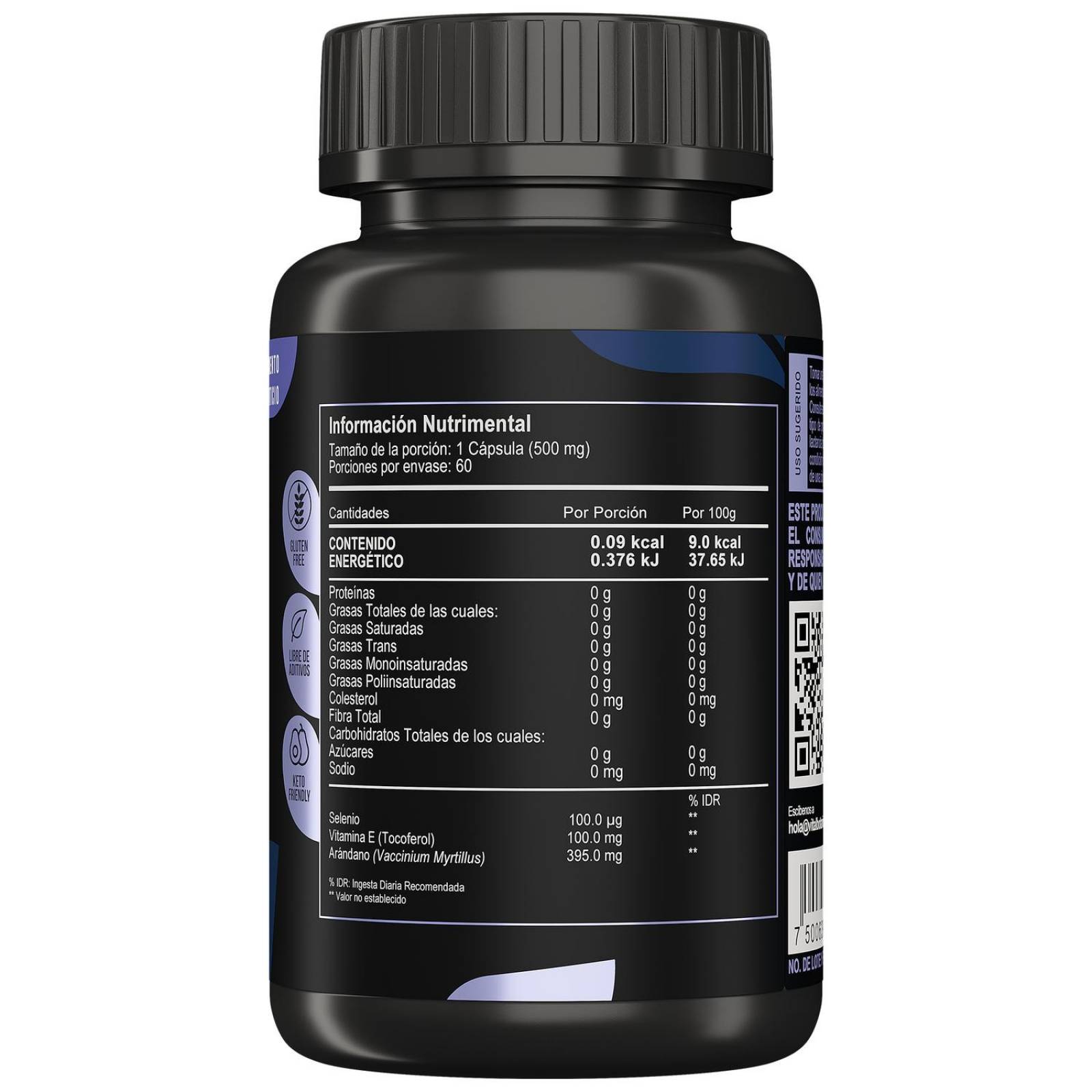 Selenio + con 60 capsulas | Suplemento alimenticio a base de Selenio, Vitamina E y Arandanos. 