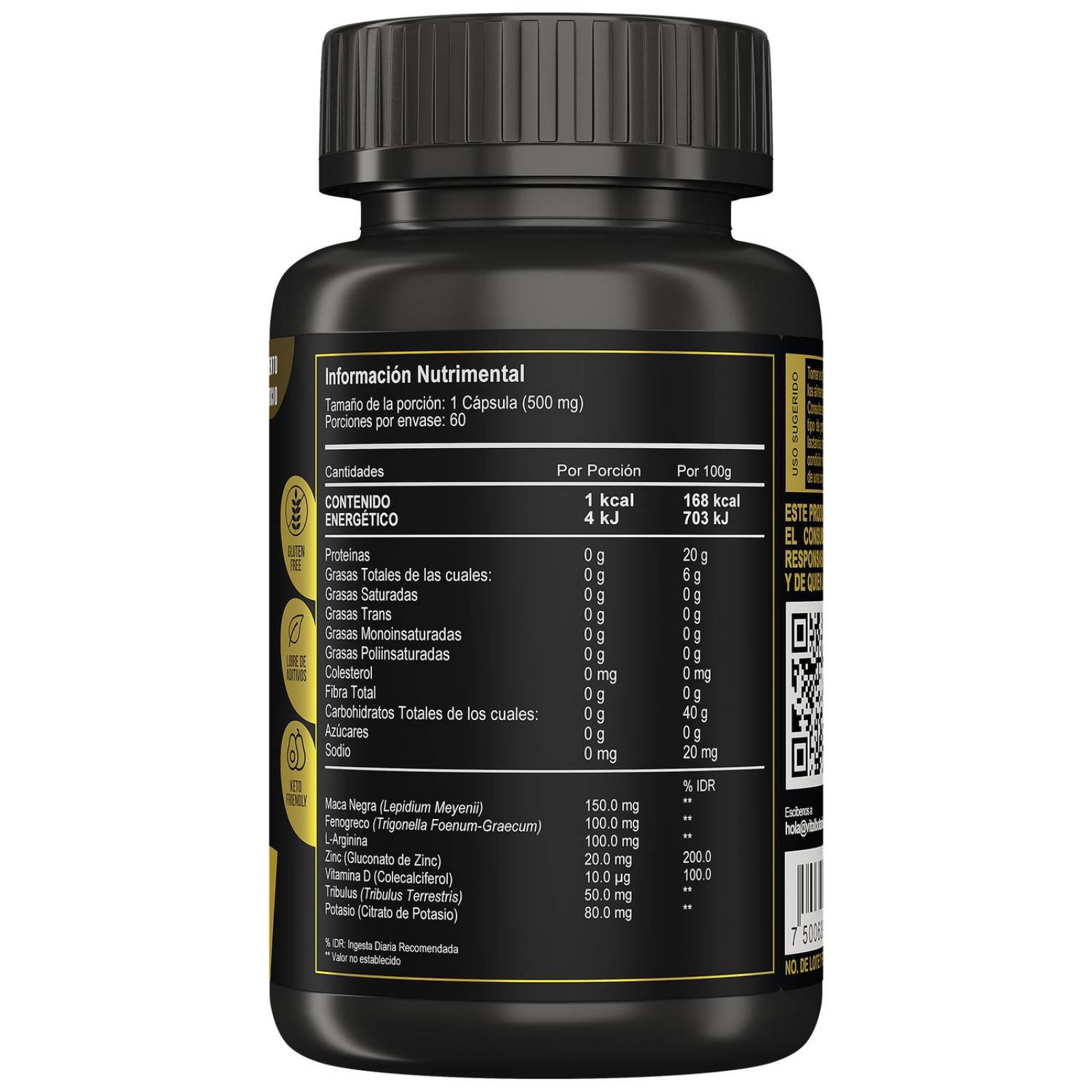 Testo Gold con 60 capsulas. Suplemento alimenticio- Multivitaminico hombre 