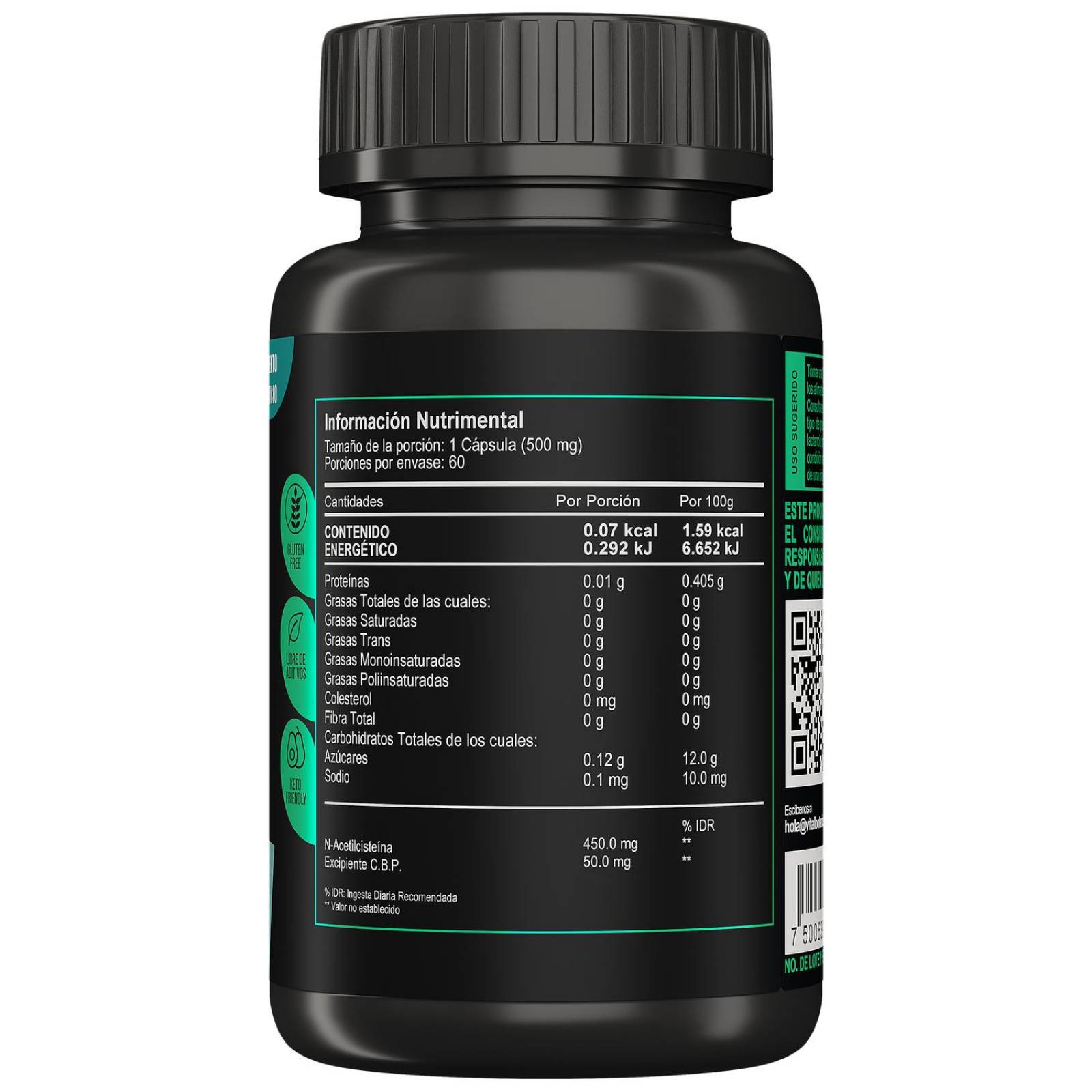 NAC N-Acetilcisteina con 60 capsulas de 500mg 