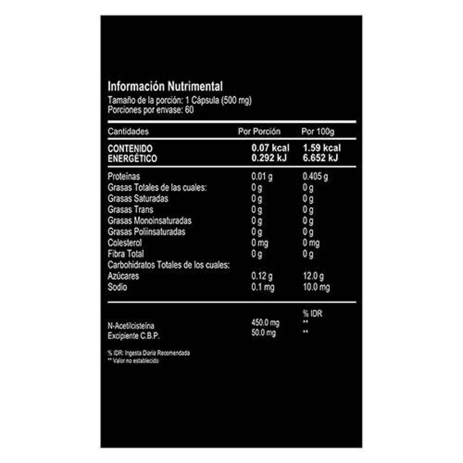 NAC N-Acetilcisteina con 60 capsulas de 500mg 