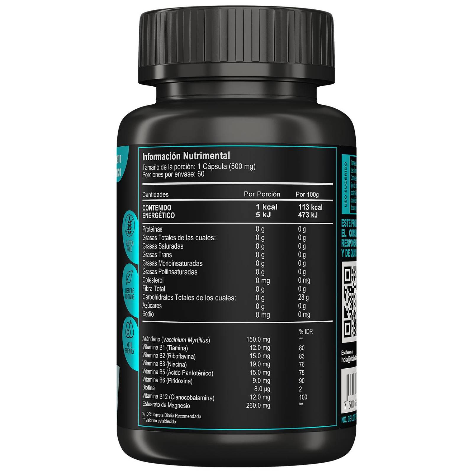 Vitaminas Complejo B + Biotina + Arandano 60 capsulas 