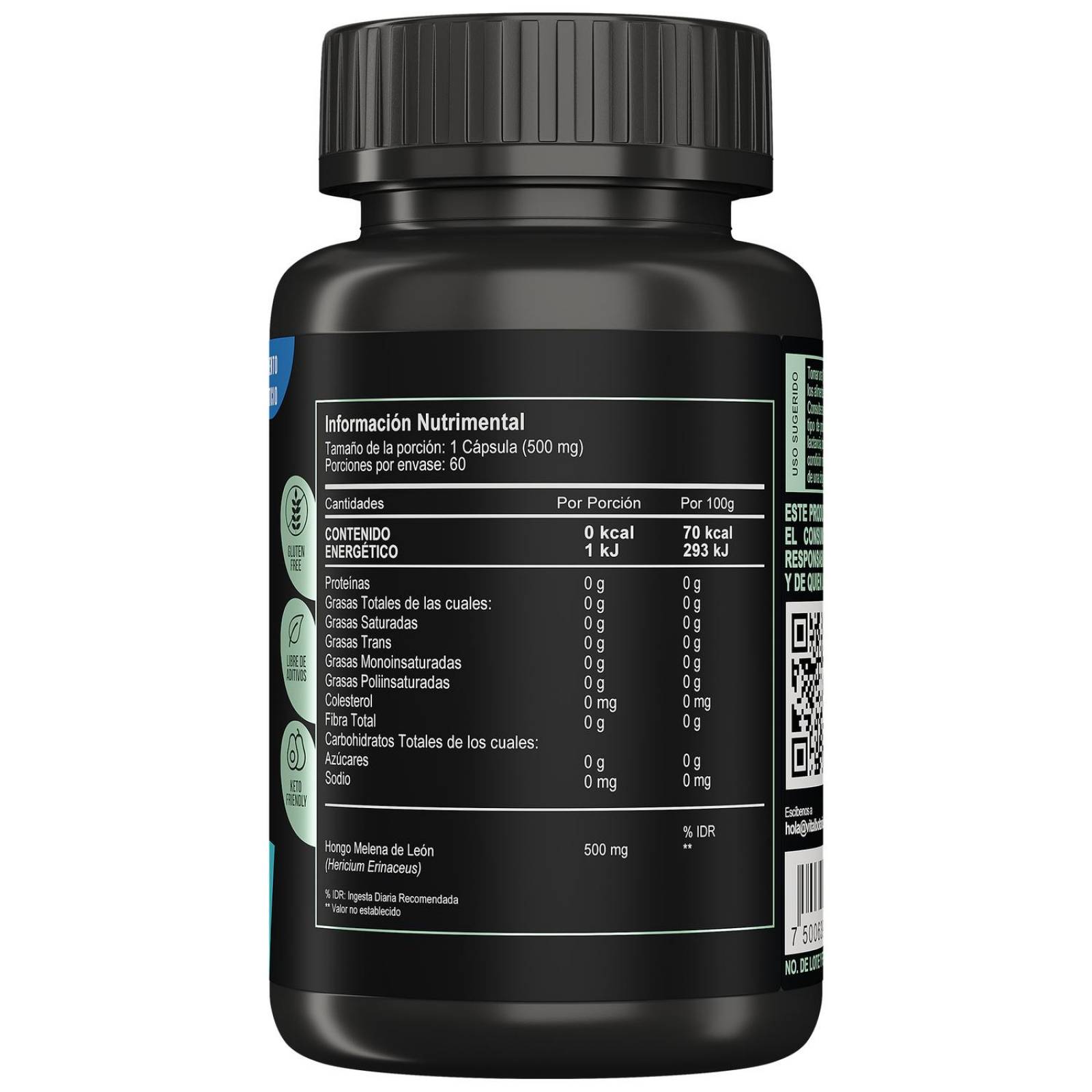 Hongo Melena de Leon 60 capsulas Suplemento Nootropico Cerebral de Hongo.