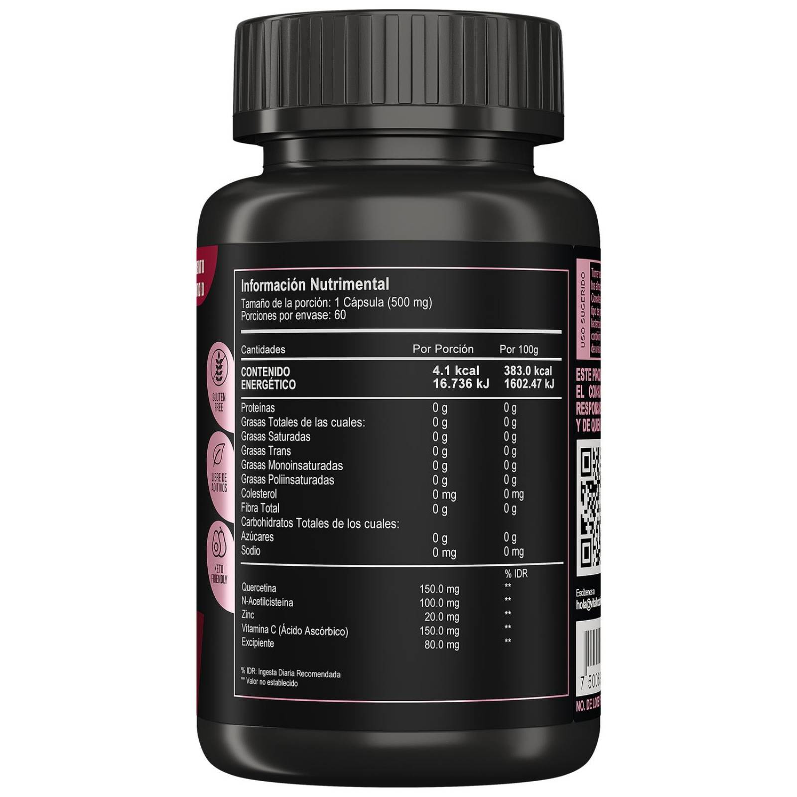 Quercetina + NAC 60 capsulas a base de Quercetina, NAC, Zinc y Vitamina C