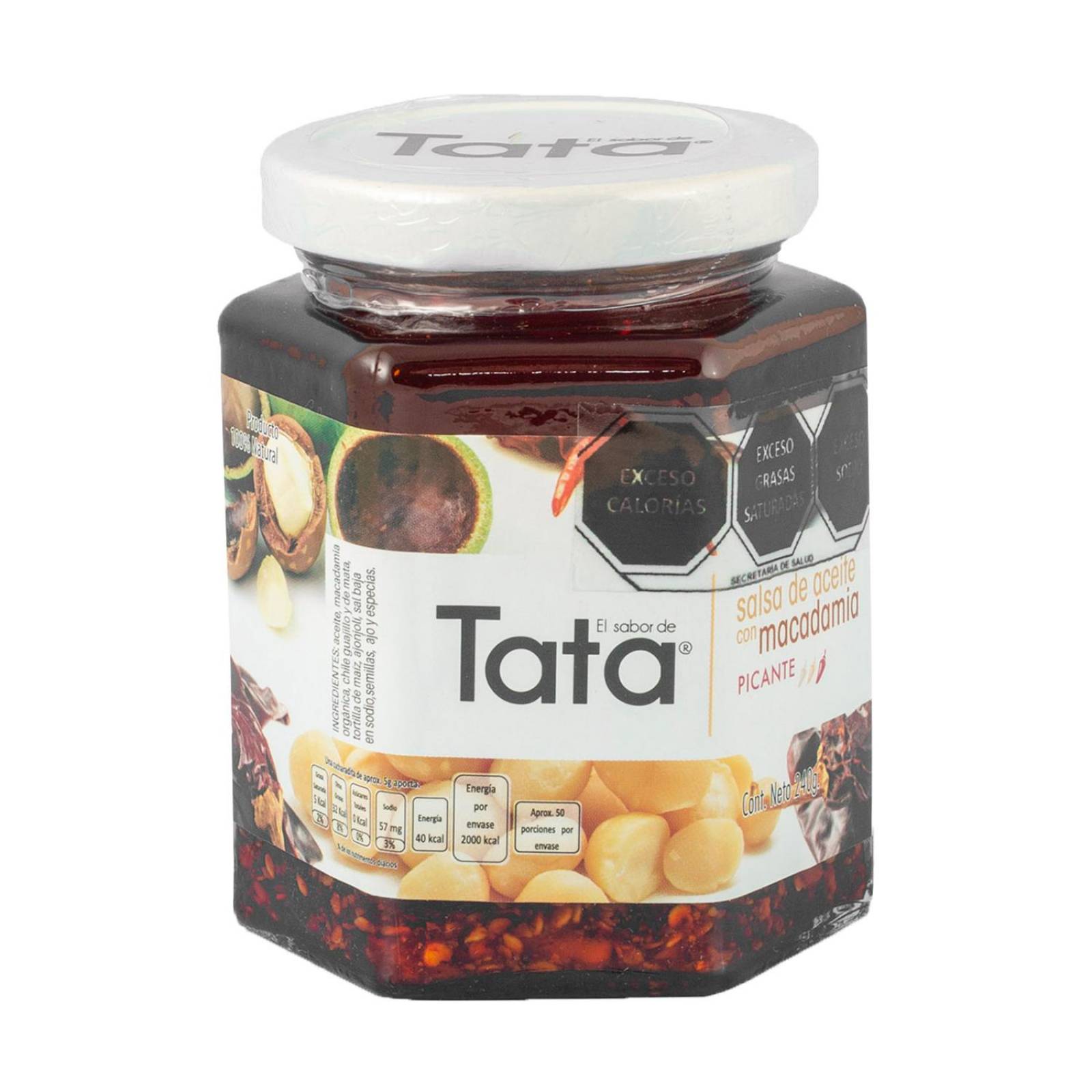 Salsa de Nuez de Macadamia y Chiles 240gr Tradicionales de Nueces de Macadamia en Frascos de picante aceite picante