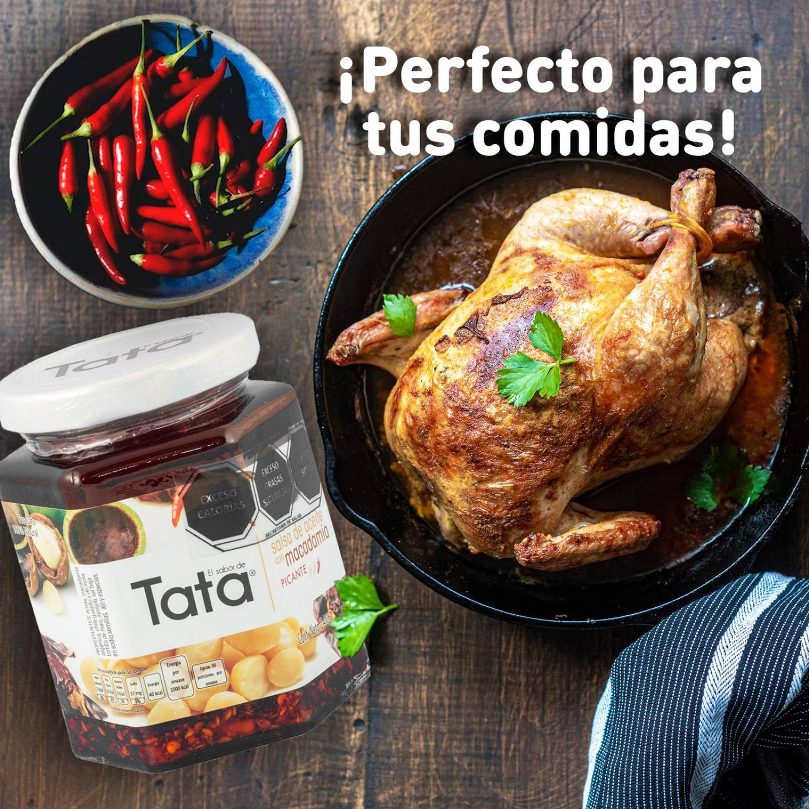 Salsa de Nuez de Macadamia y Chiles 240gr Tradicionales de Nueces de Macadamia en Frascos de picante aceite picante