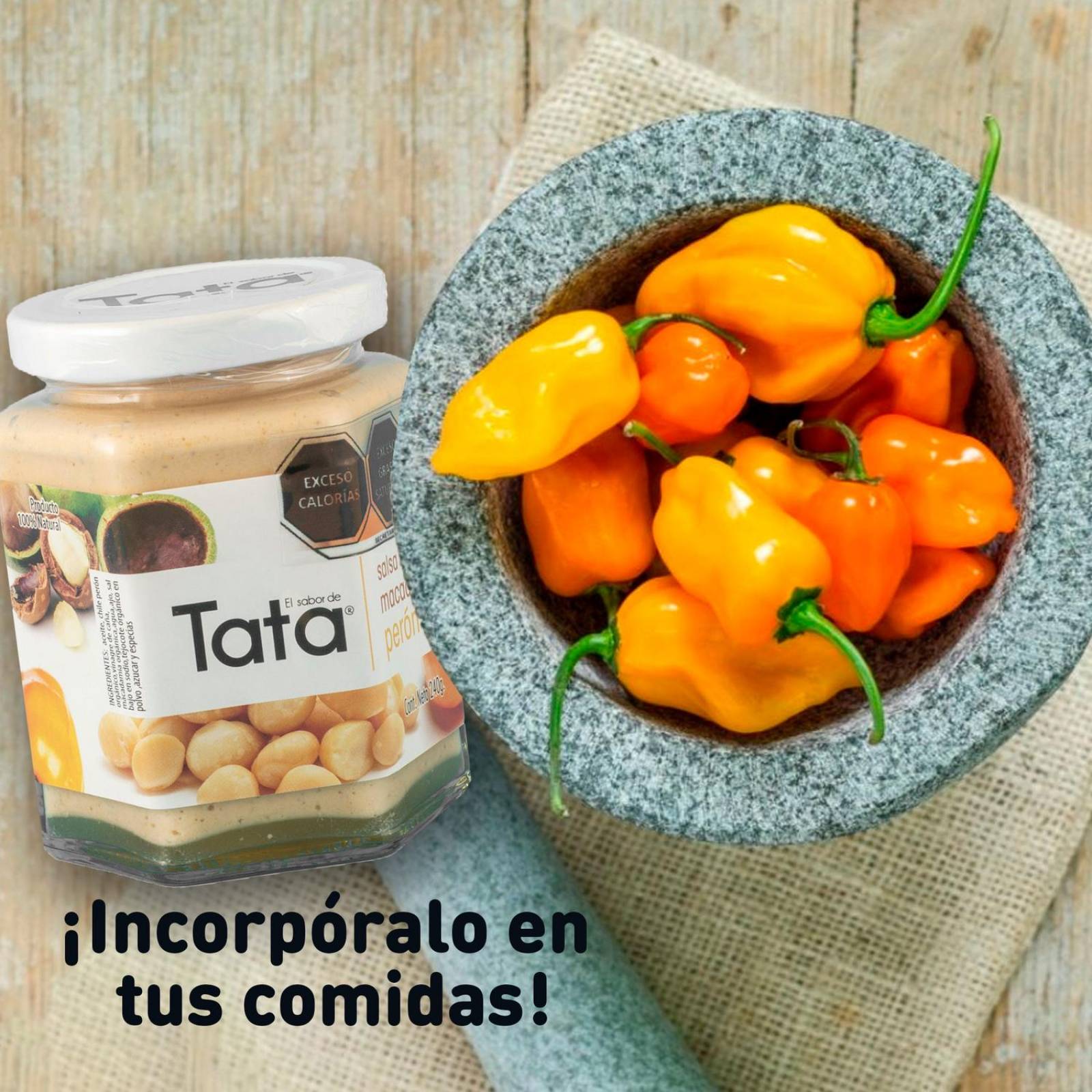 Salsa de Nuez de Macadamia y Chiles 240gr Tradicionales de Nueces de Macadamia en Frascos de Vidrio tata peron peron