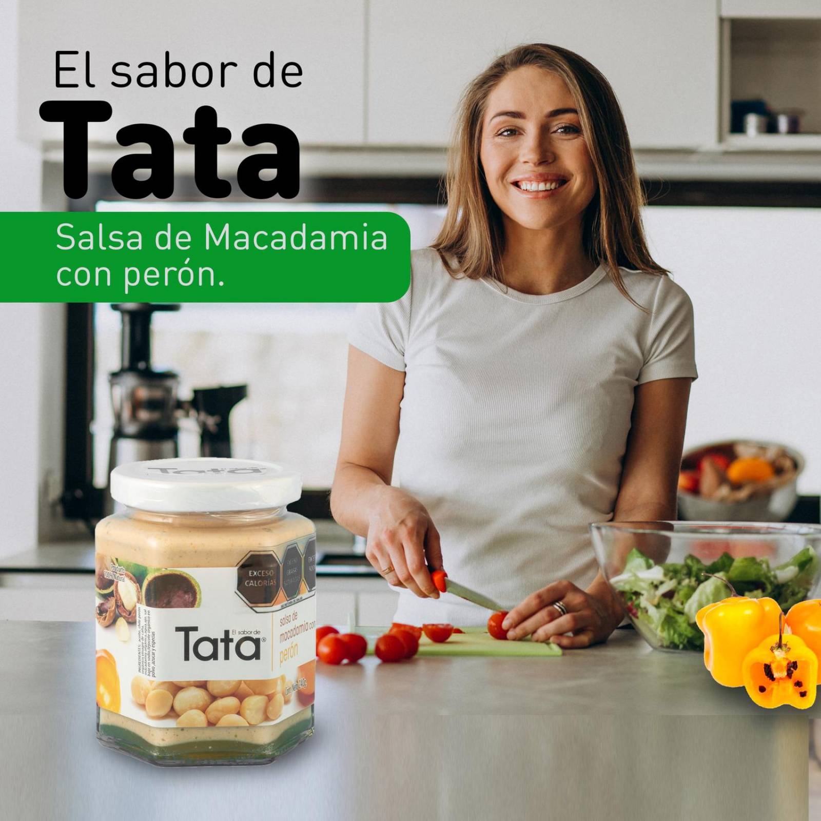 Salsa de Nuez de Macadamia y Chiles 240gr Tradicionales de Nueces de Macadamia en Frascos de Vidrio tata peron peron