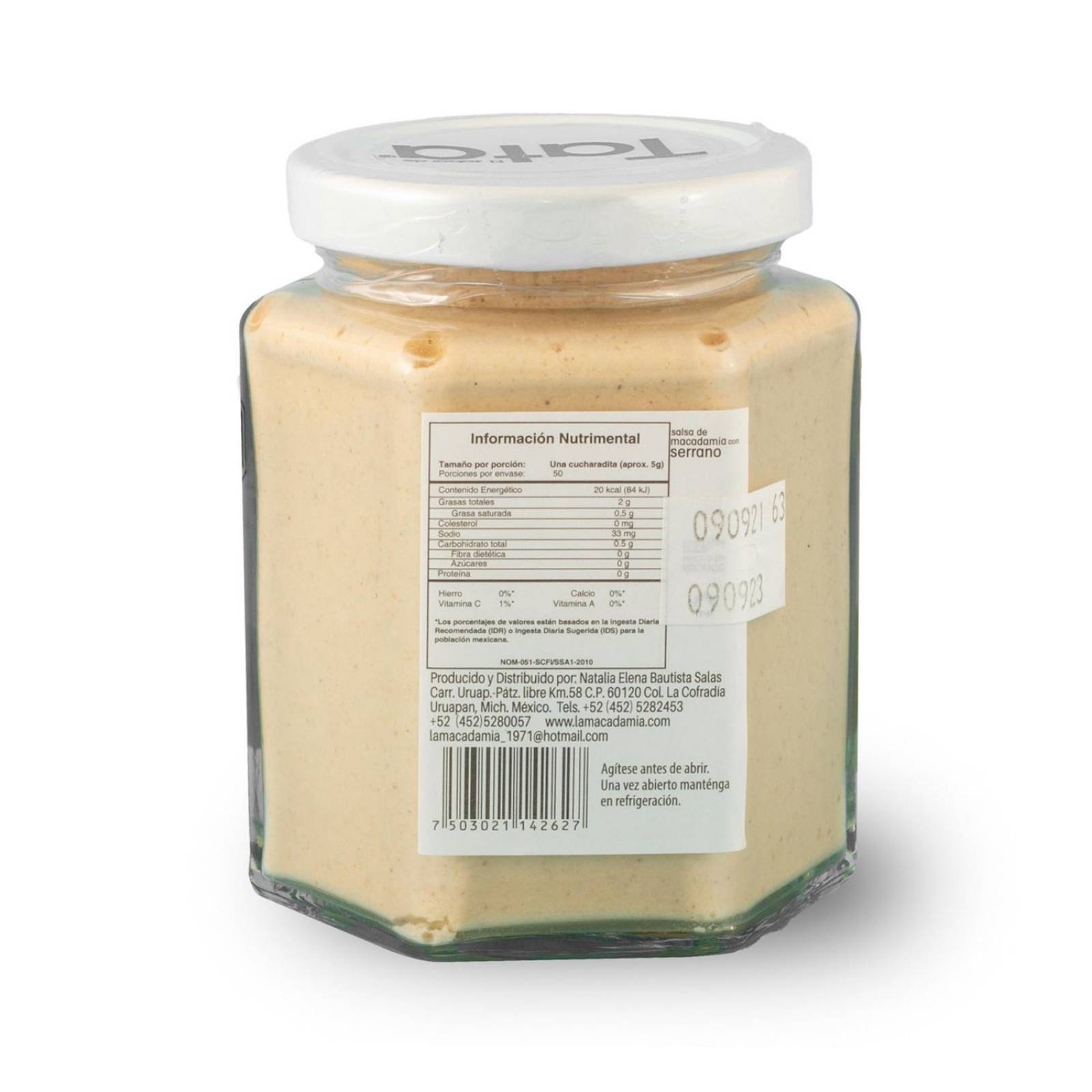 Salsa de Nuez de Macadamia y Chiles 240gr Tradicionales de Nueces de Macadamia en Frascos de Vidrio tata serrano serrano