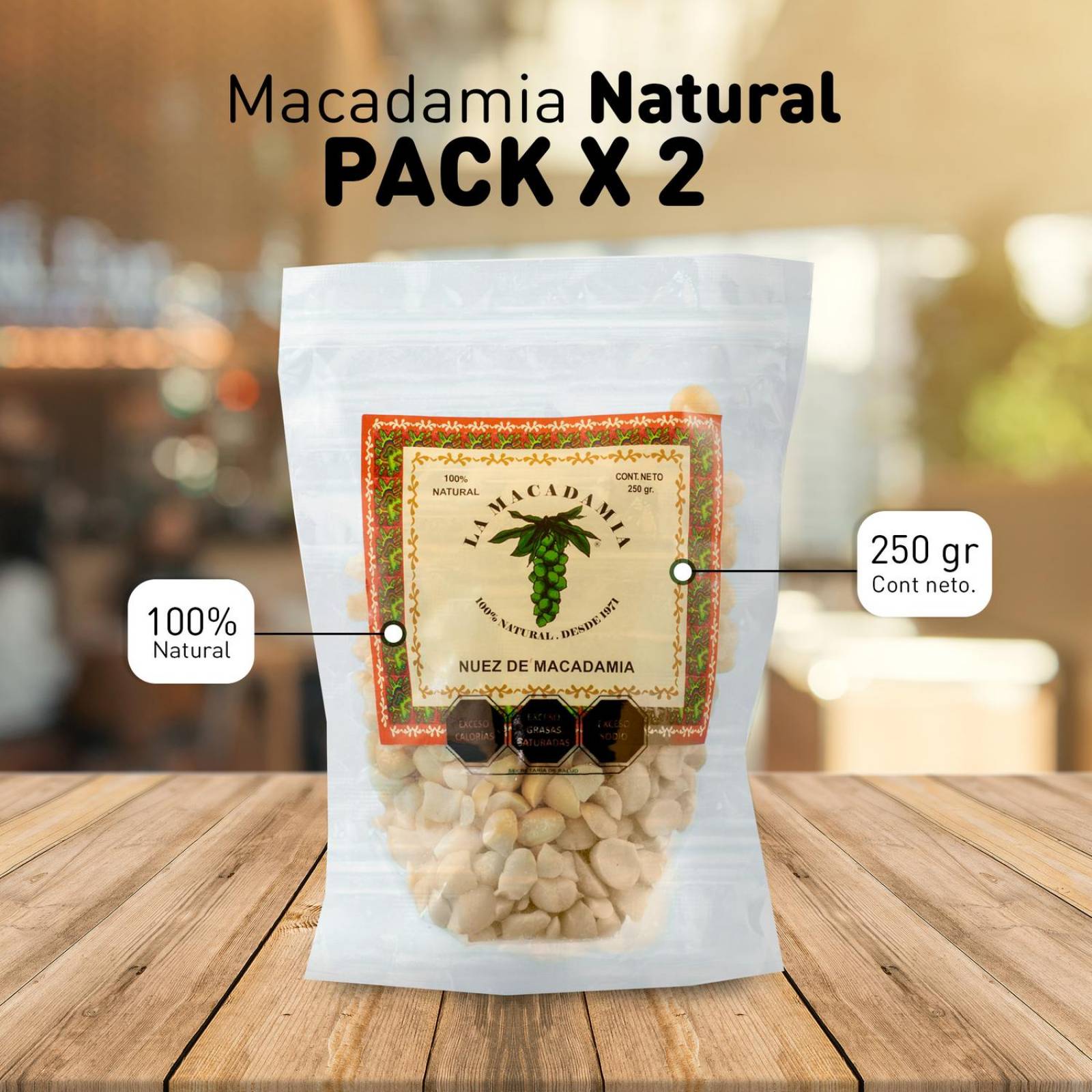 Nuez de Macadamia Natural Pack 2 Unidades de 250 gr Ideal para Cocina o Snacks Saludables 