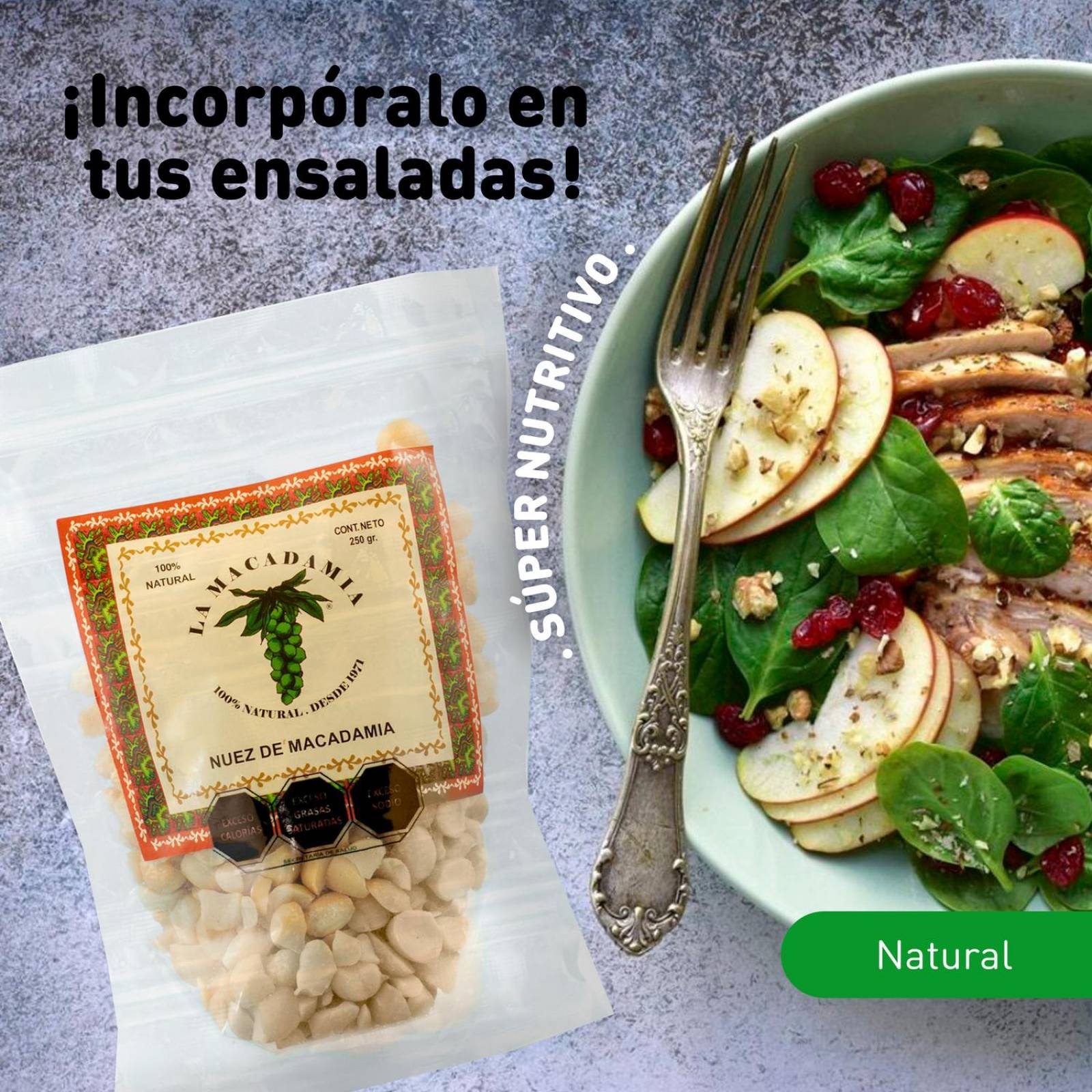 Nuez de Macadamia Natural Pack 2 Unidades de 250 gr Ideal para Cocina o Snacks Saludables 