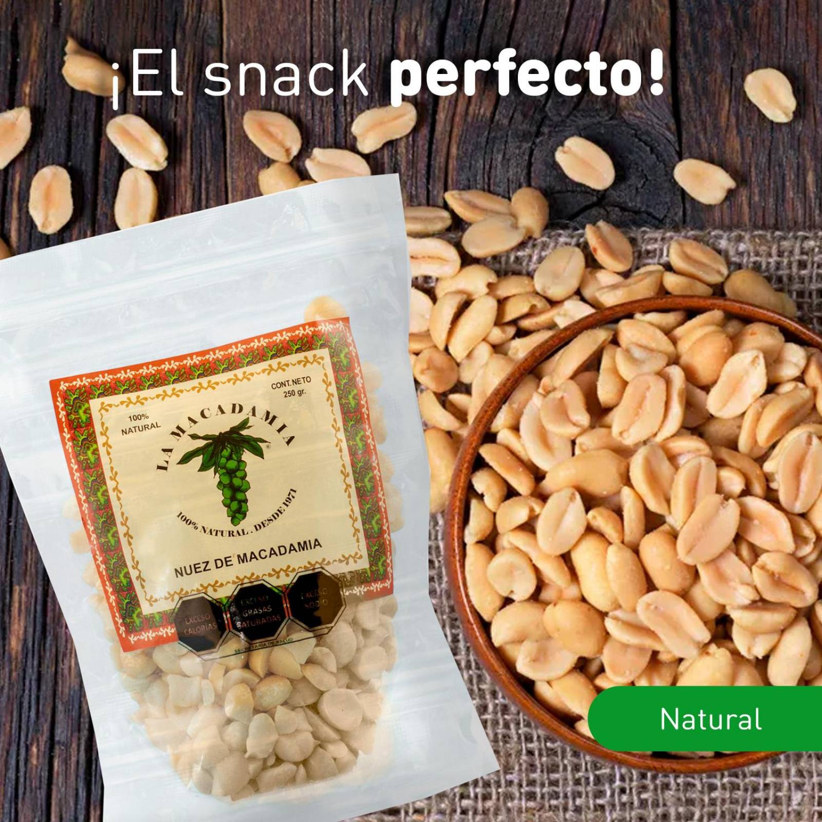 Nuez de Macadamia Natural Pack 2 Unidades de 250 gr Ideal para Cocina o Snacks Saludables 