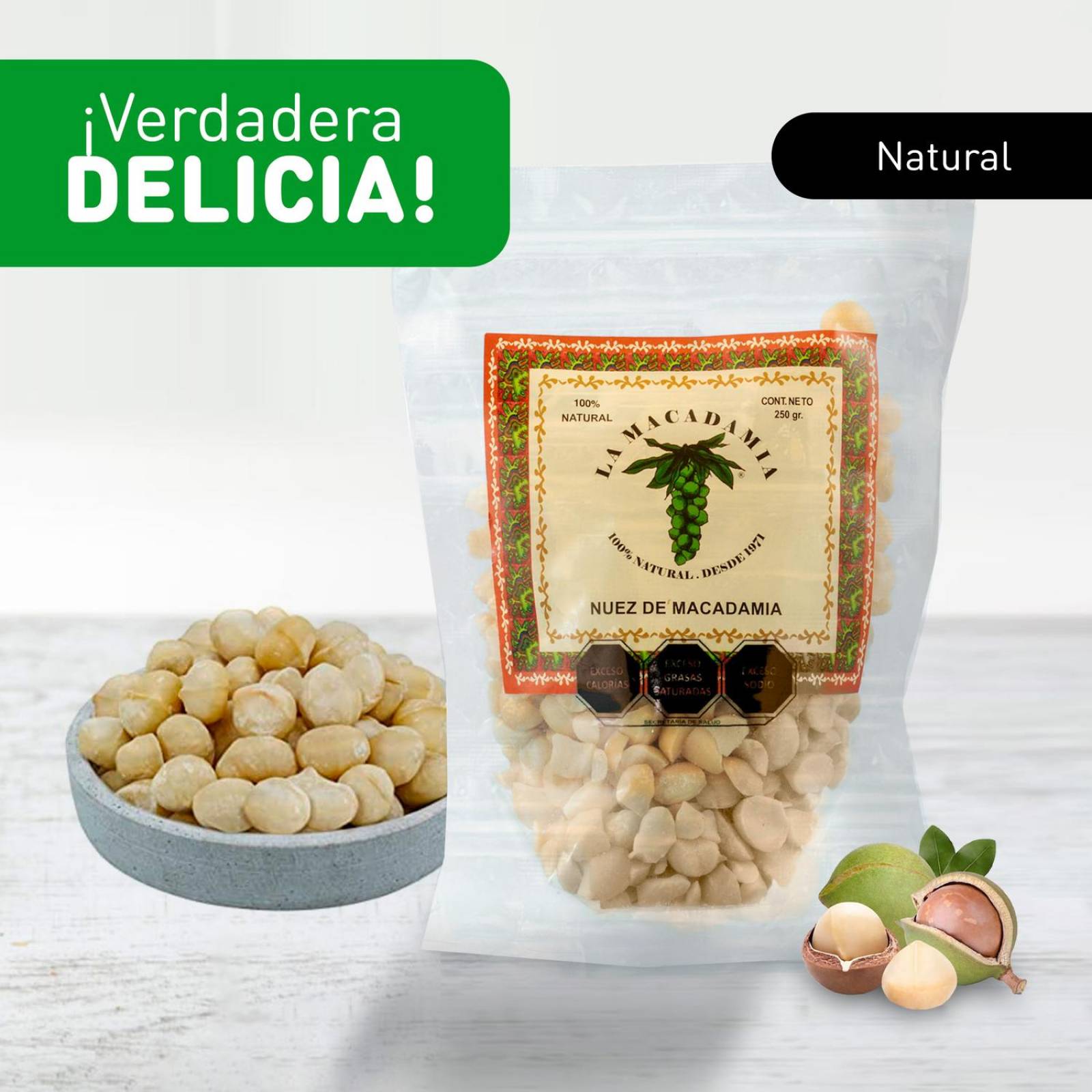 Nuez de Macadamia Natural Pack 2 Unidades de 250 gr Ideal para Cocina o Snacks Saludables 