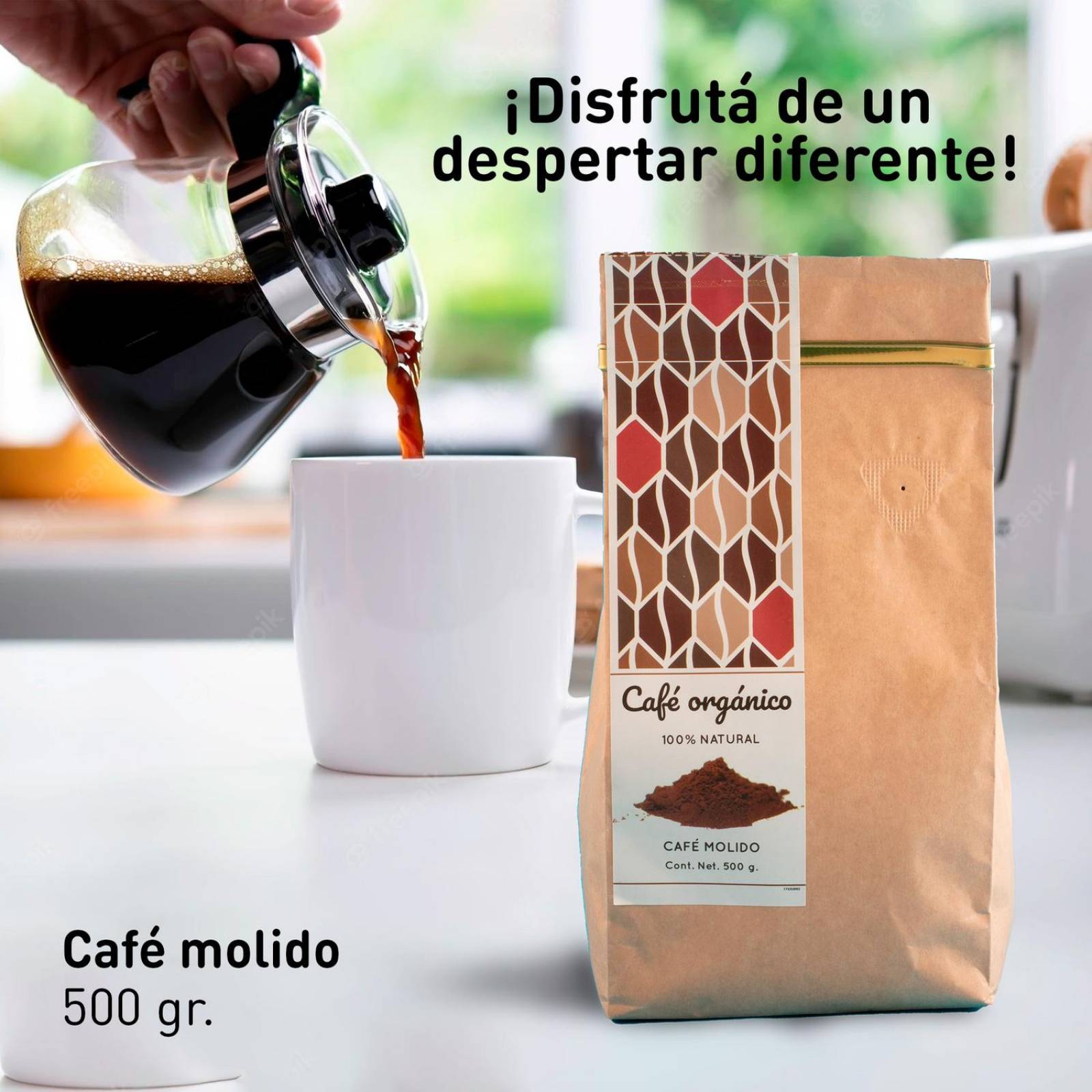 Cafe Orgánico Molido - Perfecto para Cafetera Pack x2 de 500 gr 