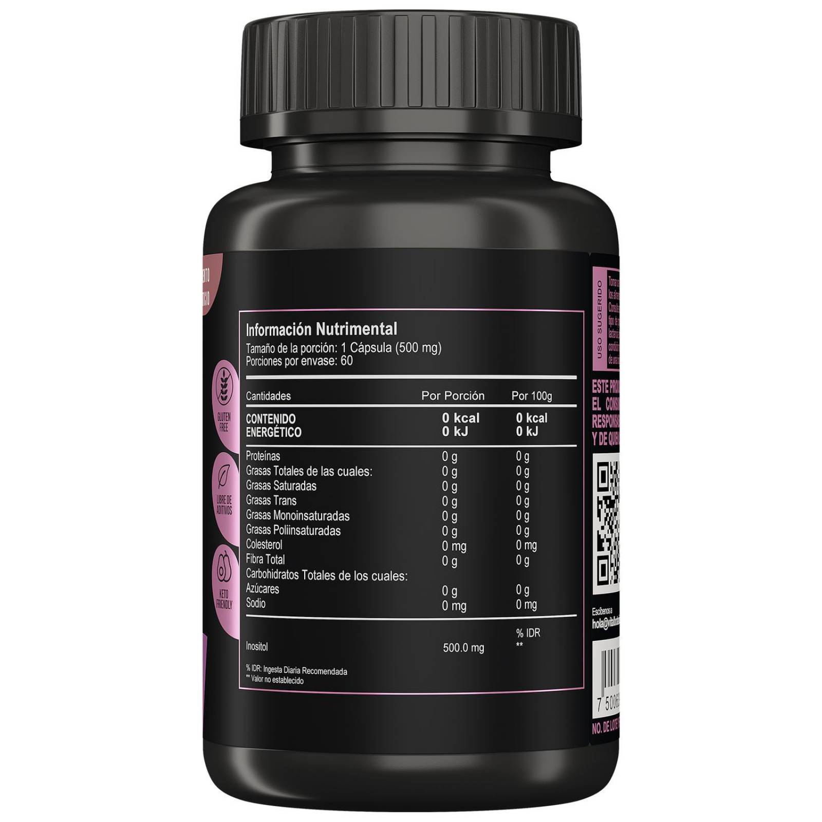 Inositol Puro 500mg Con 200 Caps | Suplementos Vitalbotanics