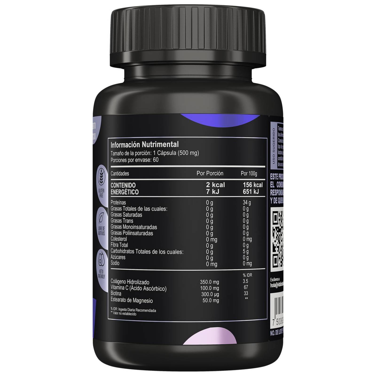 Biotina Pura + Colageno Hidrolizado con 60 capsulas 