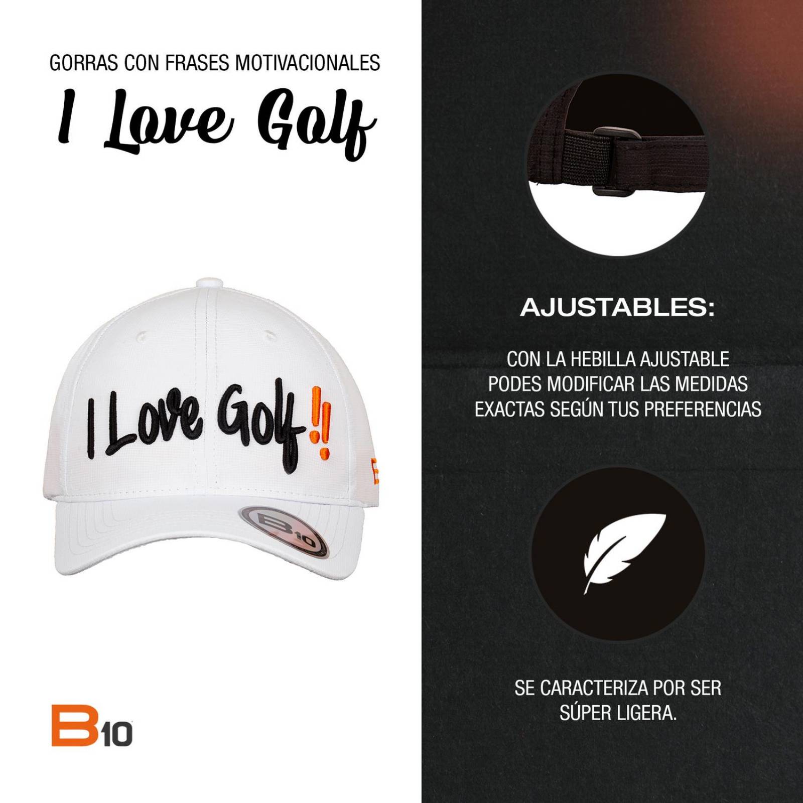 Gorras Unisex B10 Gorras Deportivas Con Bolsillo Secreto Ideales para Golf Golf-B unitalla Blanco