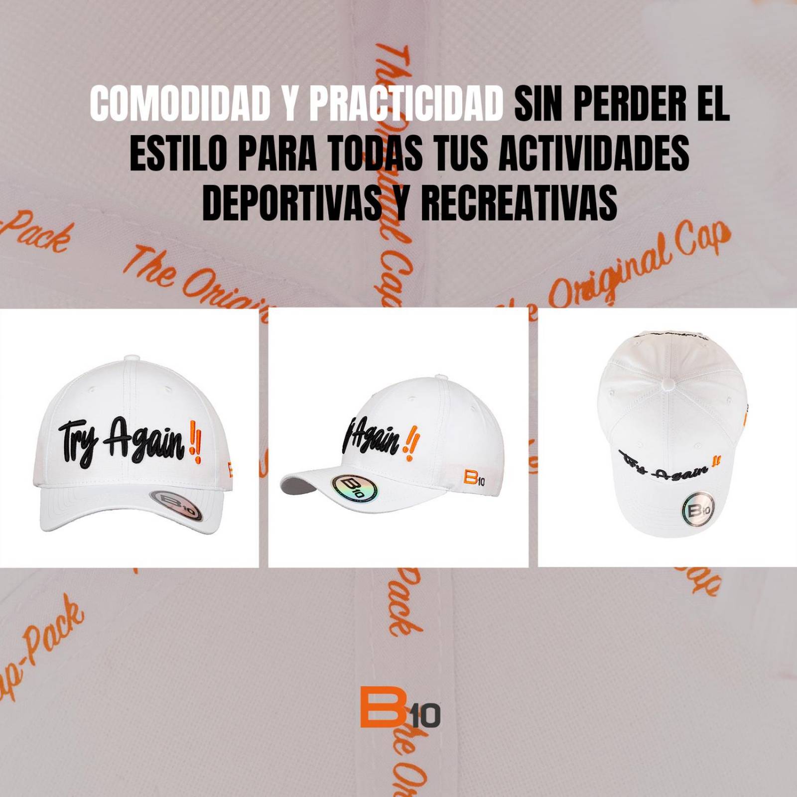Gorras Unisex B10 Gorras Deportivas Con Bolsillo Secreto Ideales para Golf unitalla Blanco Try Again