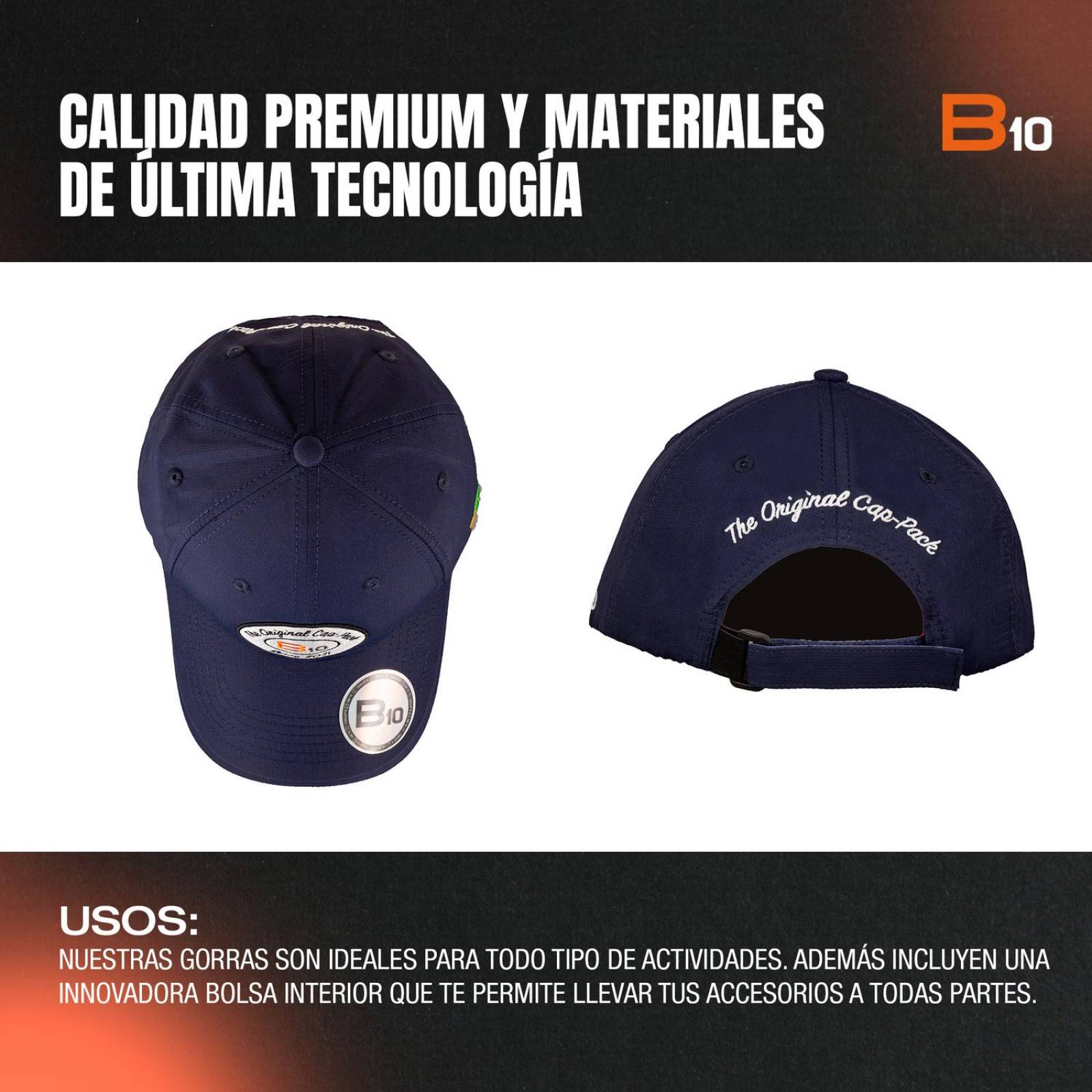 Gorras Unisex B10 Gorras Deportivas Con Bolsillo Secreto Ideales para Golf Azul unitalla Ovalado-A