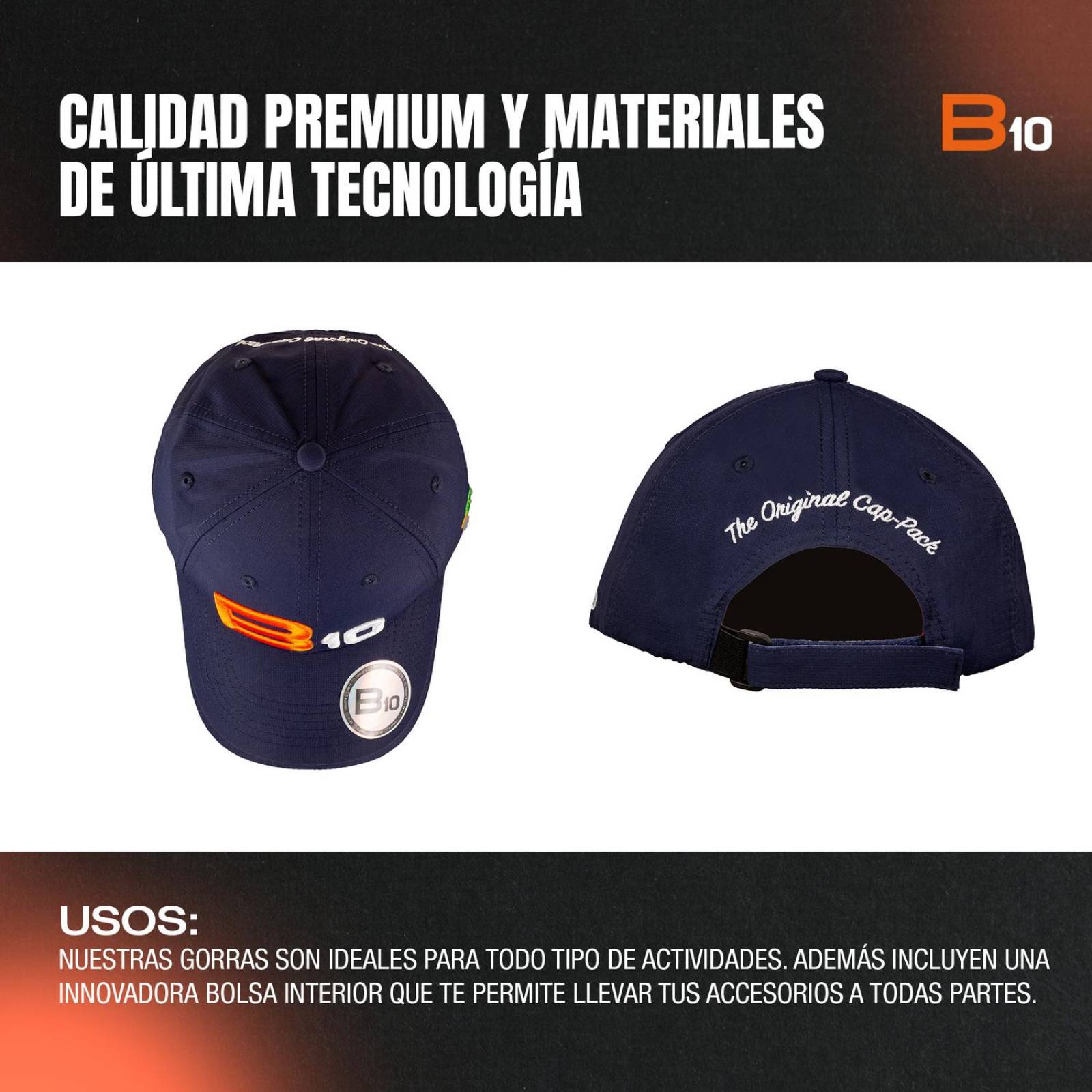 Gorras Unisex B10 Gorras Deportivas Con Bolsillo Secreto Ideales para Golf Azul unitalla B10-A