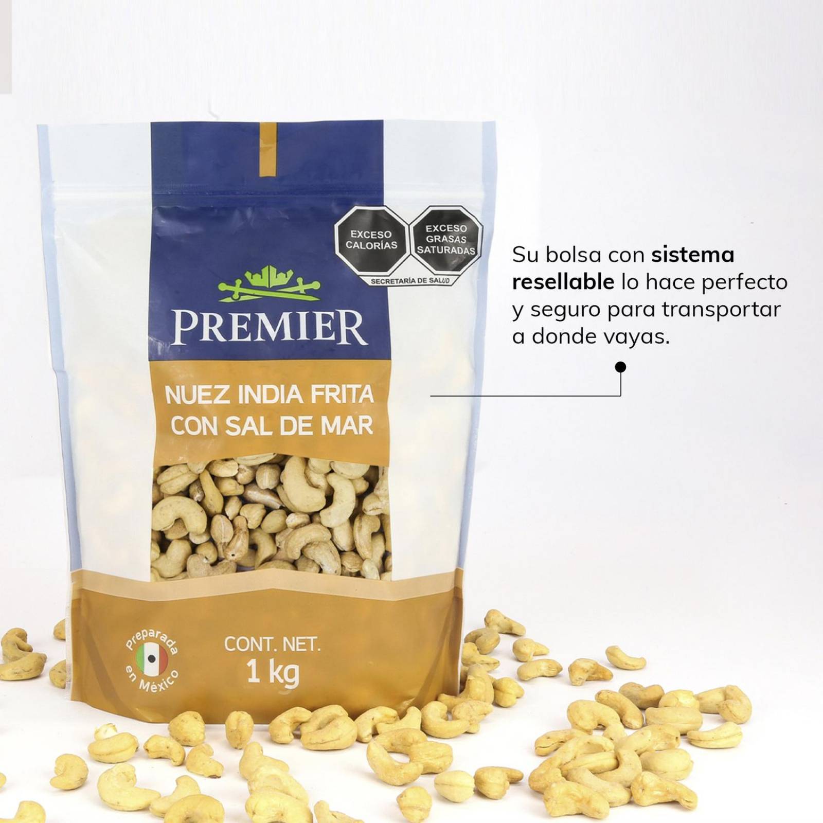 Nuez de la India Frita con Sal Marina 1kg | PREMIER | Snacks 