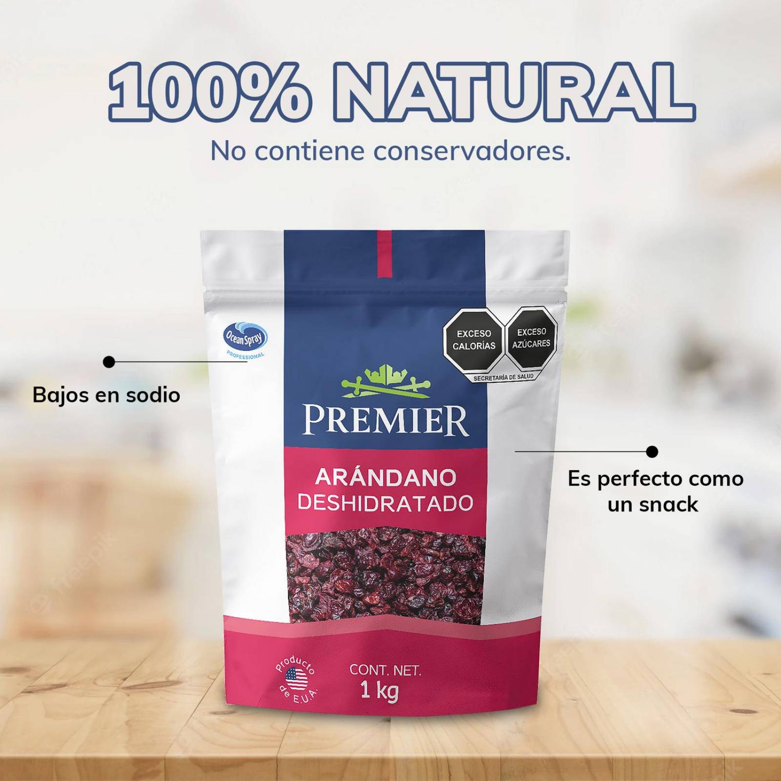 Arándanos Deshidratados Endulzados 1kg | PREMIER | Snacks Arandanos endulzados
