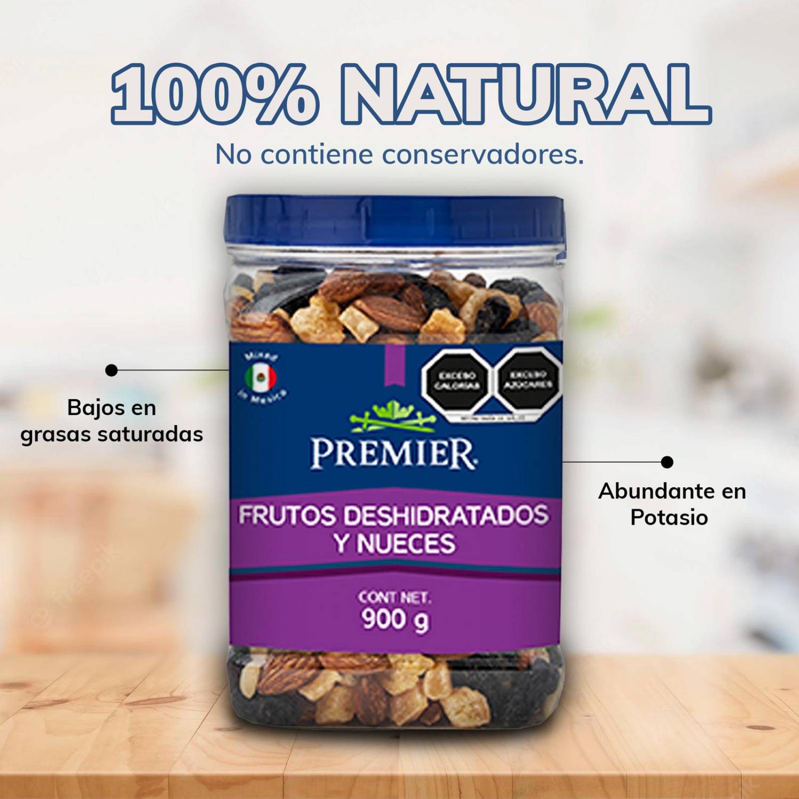 Mezcla de Frutos Secos y Nueces - Vitrolero 900gr | PREMIER 