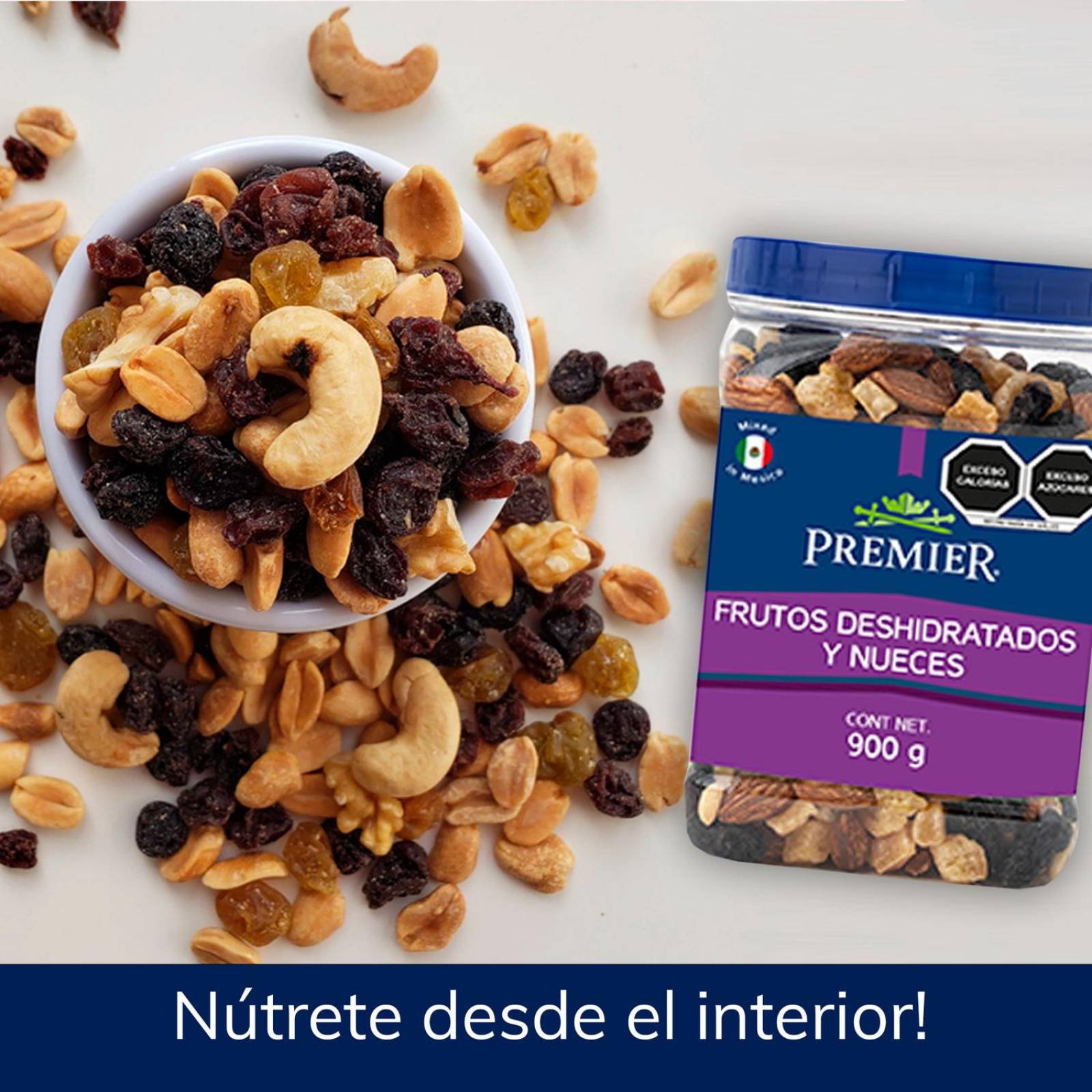 Mezcla de Frutos Secos y Nueces - Vitrolero 900gr | PREMIER 