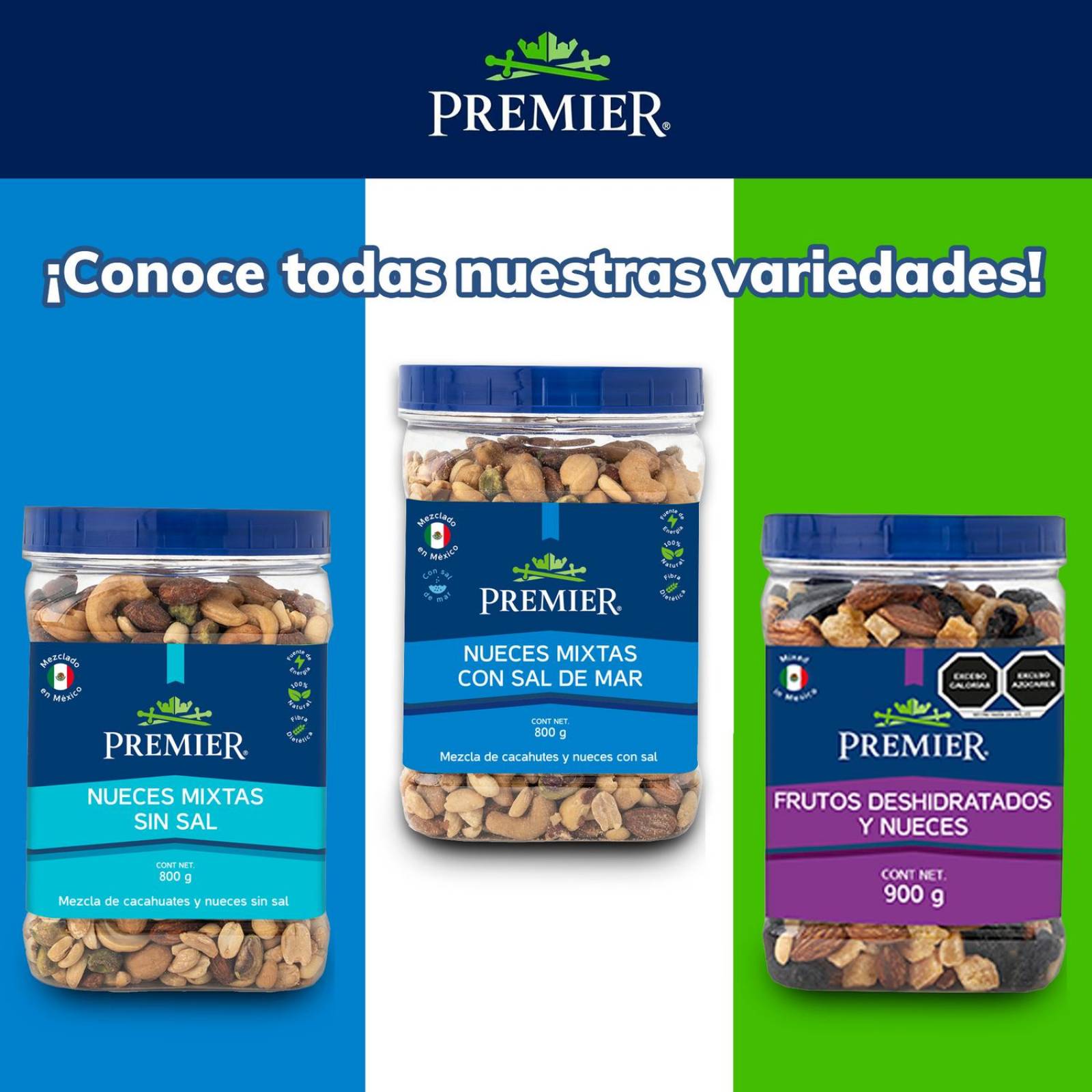 Mezcla de Frutos Secos y Nueces - Vitrolero 900gr | PREMIER 