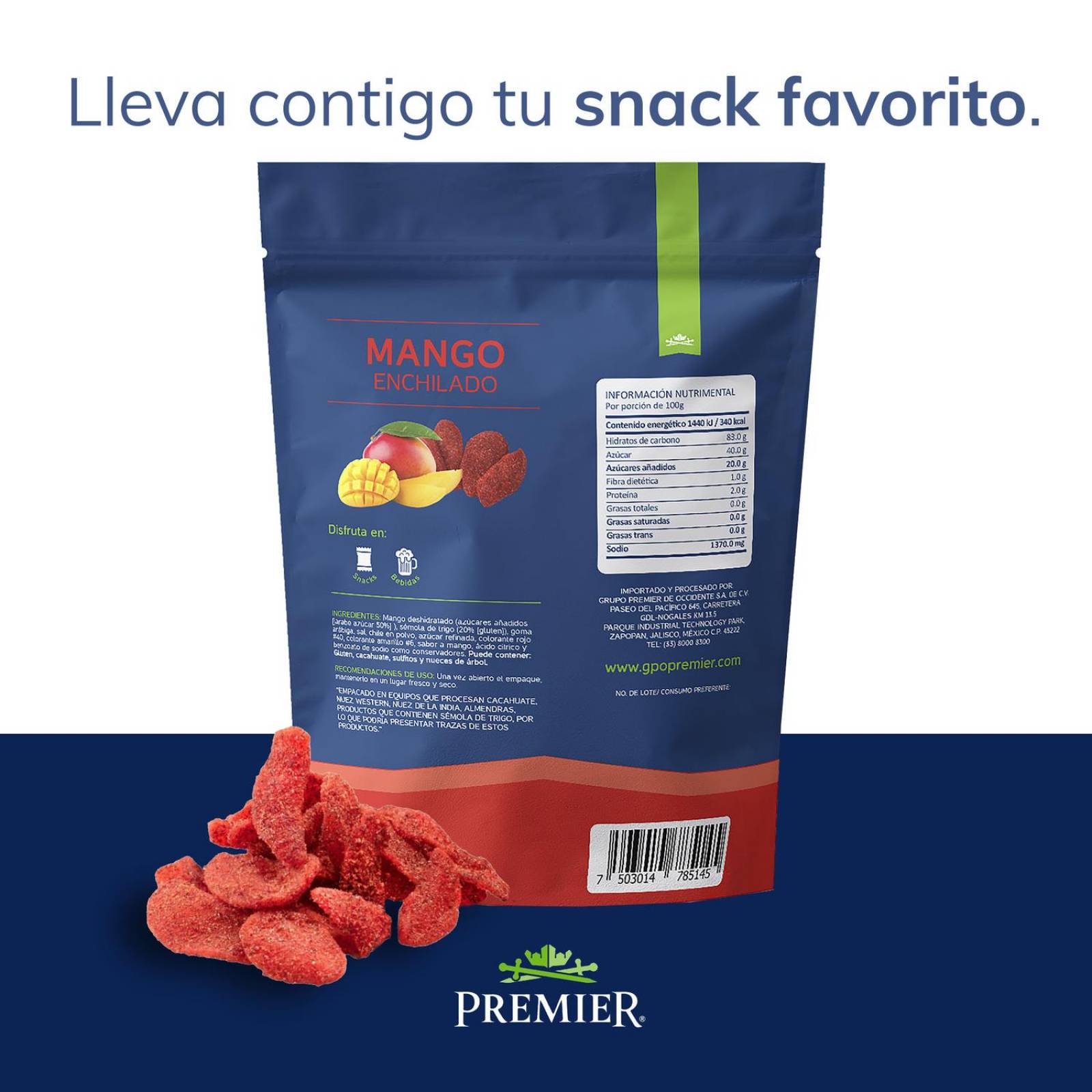 Mango Enchilado 1kg | PREMIER | Snacks Mangos Deshidratados 