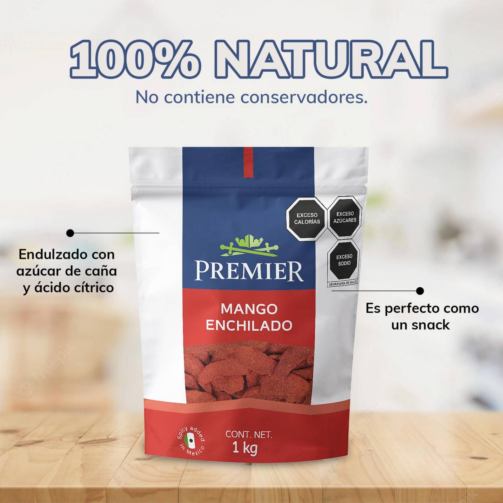 Mango Enchilado 1kg | PREMIER | Snacks Mangos Deshidratados 