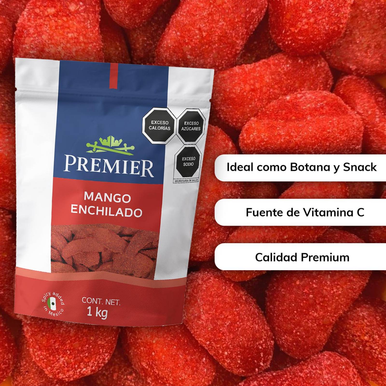 Mango Enchilado 1kg | PREMIER | Snacks Mangos Deshidratados 