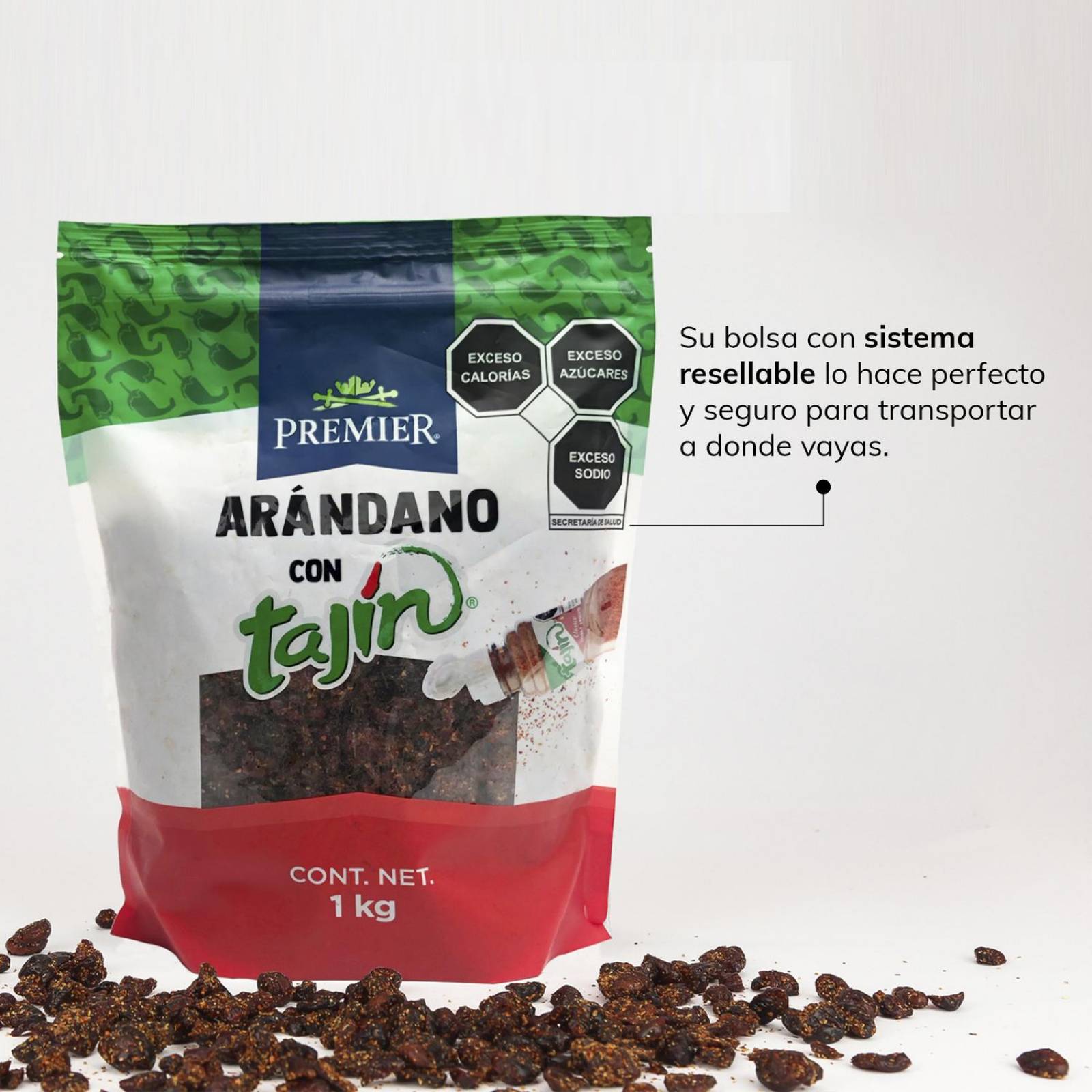 Arándanos Deshidratados Endulzados 1kg | PREMIER | Snacks Arandanos con Tajin