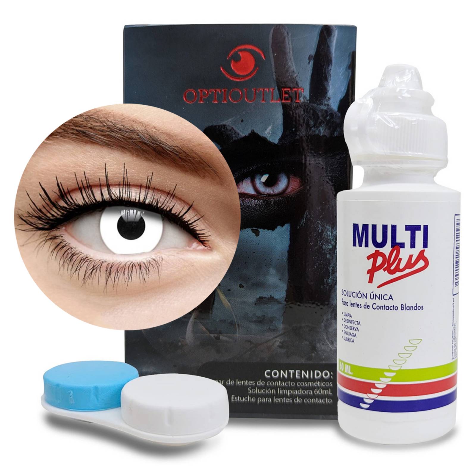 Pupilentes - Lentes de Contacto de Color Fantasía para Maquillaje y Disfraces de Halloween | Disfraz Halloween - Zombie Blanco