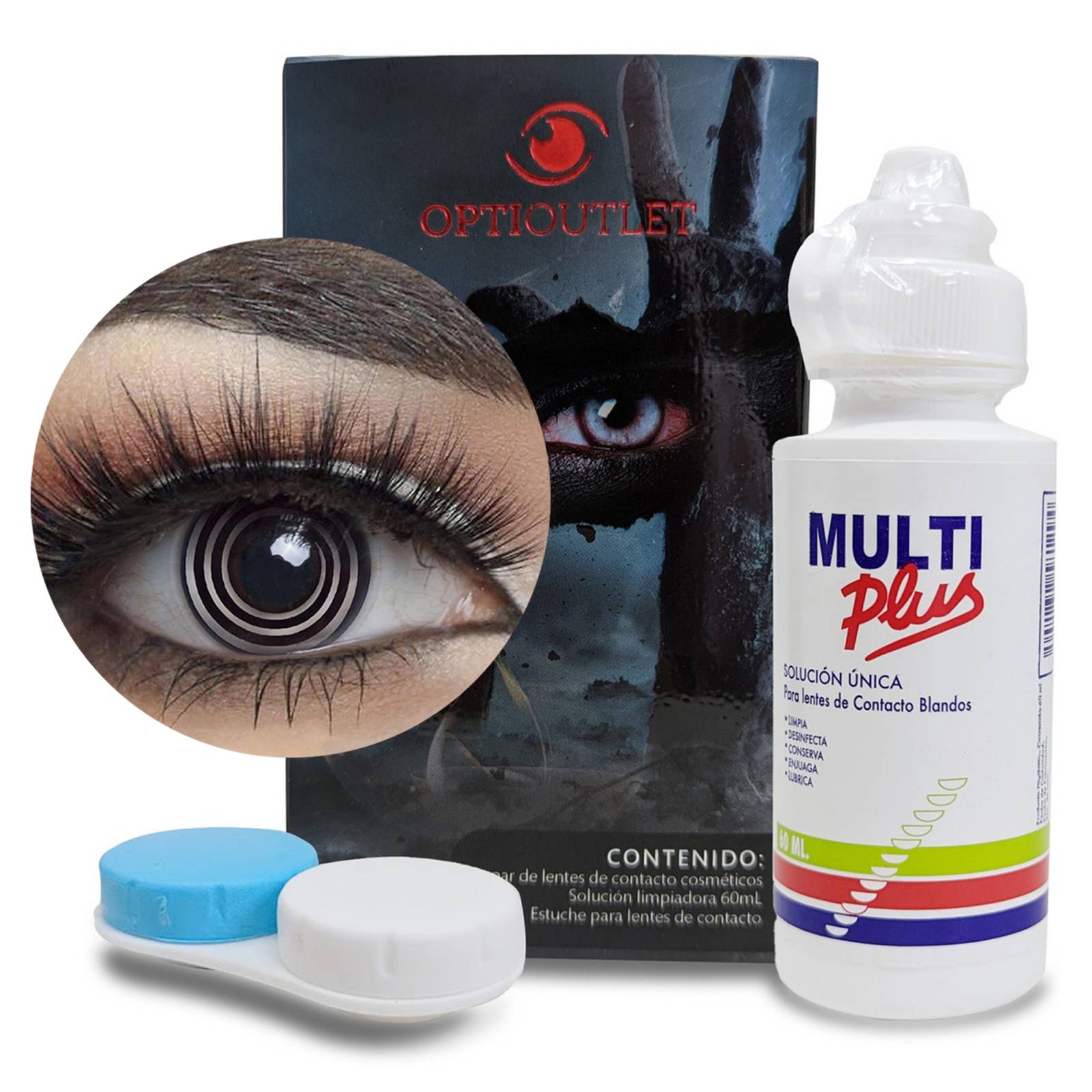 Pupilentes - Lentes de Contacto de Color Fantasía para Maquillaje y Disfraces de Halloween | Disfraz Halloween - Espiral Negro