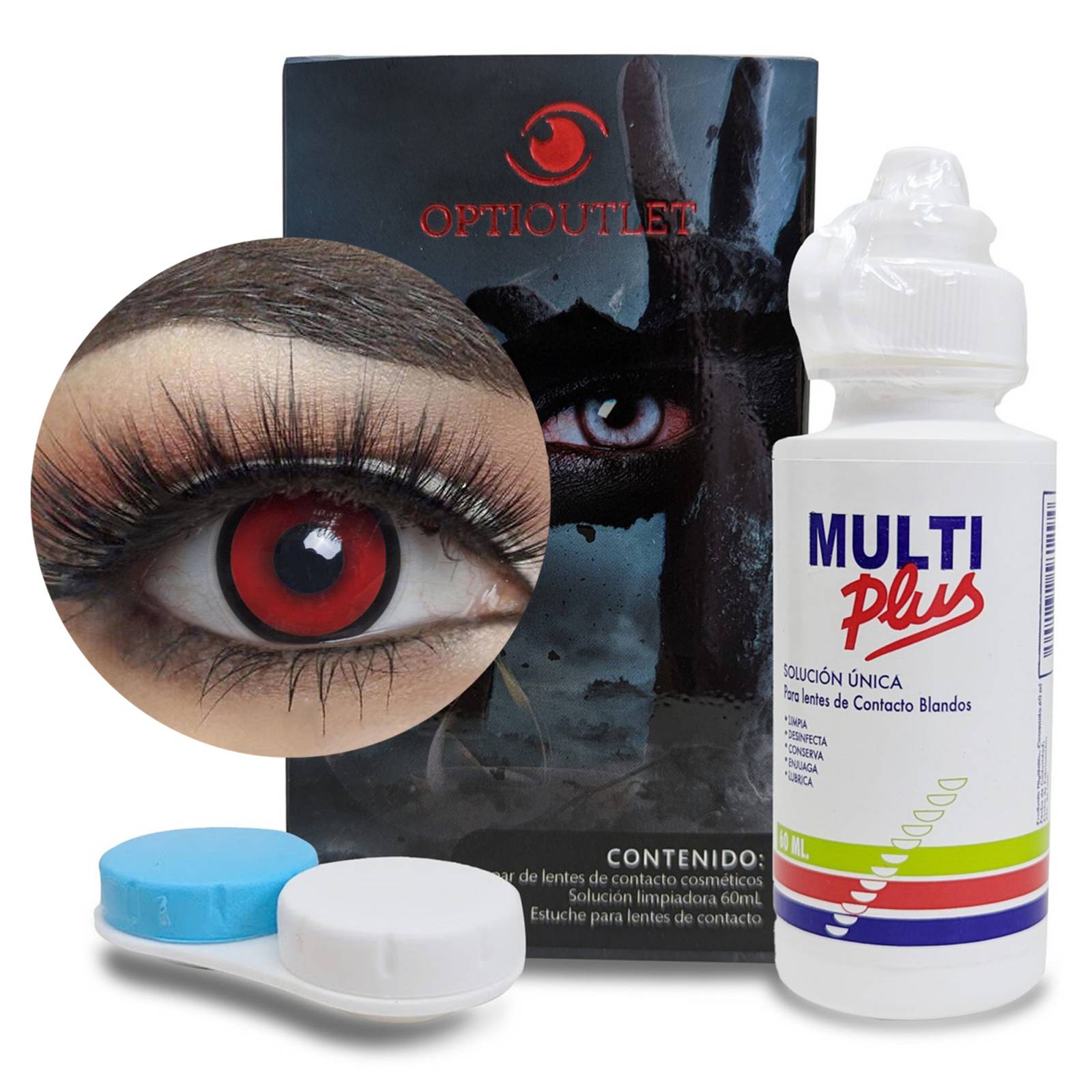 Pupilentes - Lentes de Contacto de Color Fantasía para Maquillaje y Disfraces de Halloween | Disfraz Halloween - rojo Manson