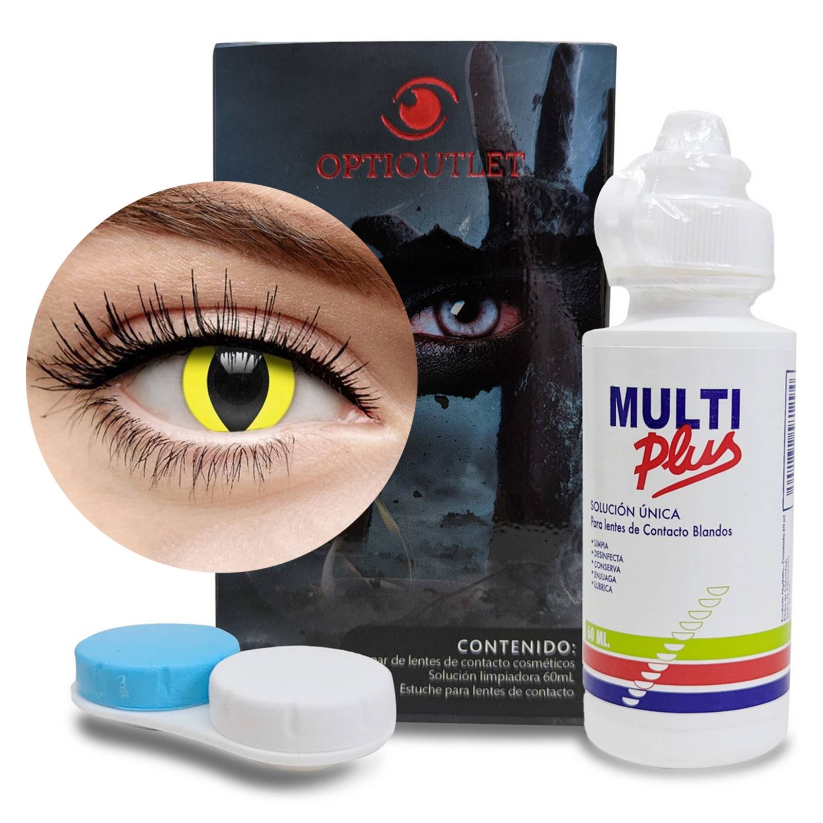 Pupilentes - Lentes de Contacto Color Fantasía para Maquillaje y Disfraces de Halloween | Disfraz Halloween - Amarillo Gato Neon