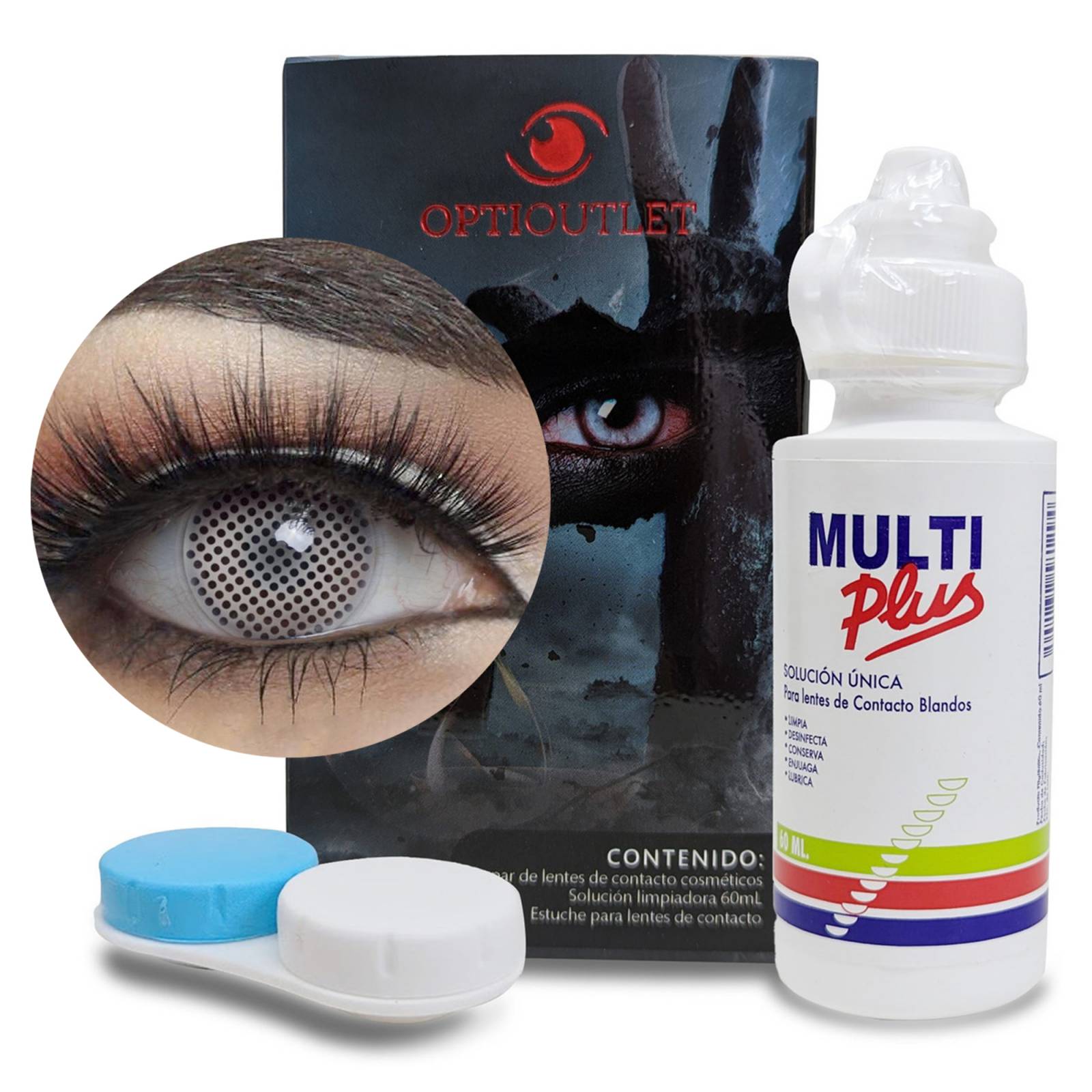 Pupilentes - Lentes de Contacto de Color Fantasía para Maquillaje y Disfraces de Halloween | Disfraz Halloween - Blanco Ciego