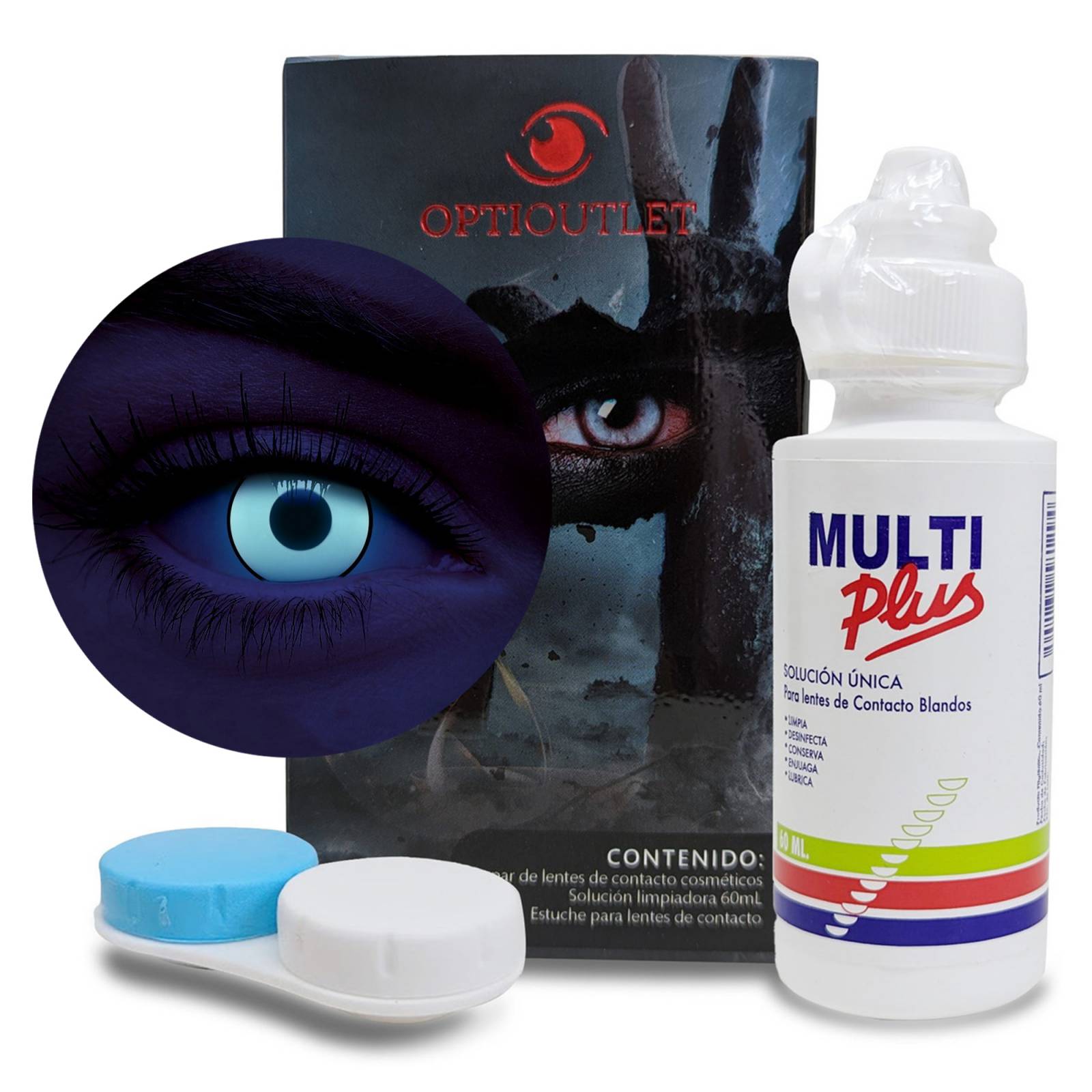 Pupilentes - Lentes de Contacto Color Fantasía para Maquillaje y Disfraces de Halloween | Disfraz Halloween - Zombie Blanco UV