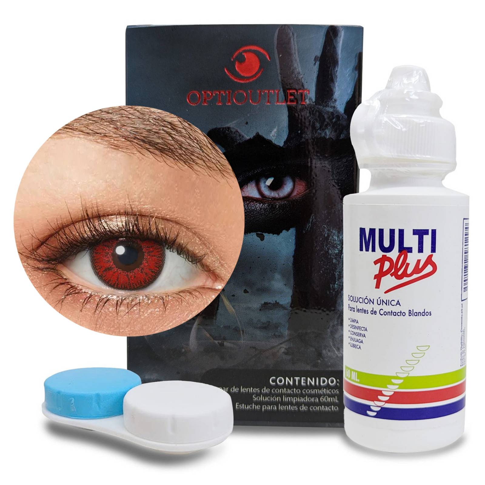 Pupilentes - Lentes de Contacto de Color Fantasía para Maquillaje y Disfraces de Halloween | Disfraz Halloween - Rojo Crepusculo