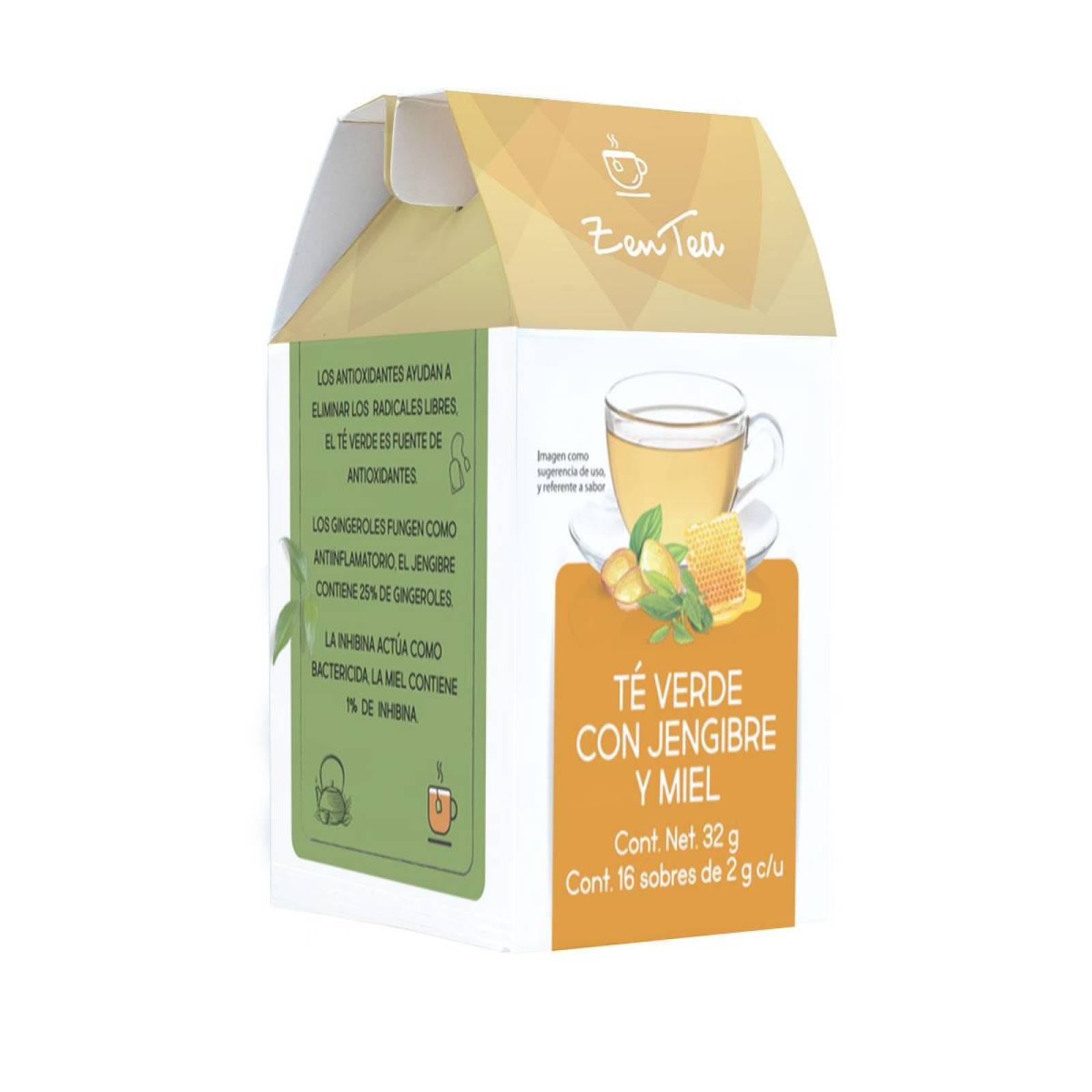 Te verde Organico Jengibre y Miel Zen Tea 16 sobres