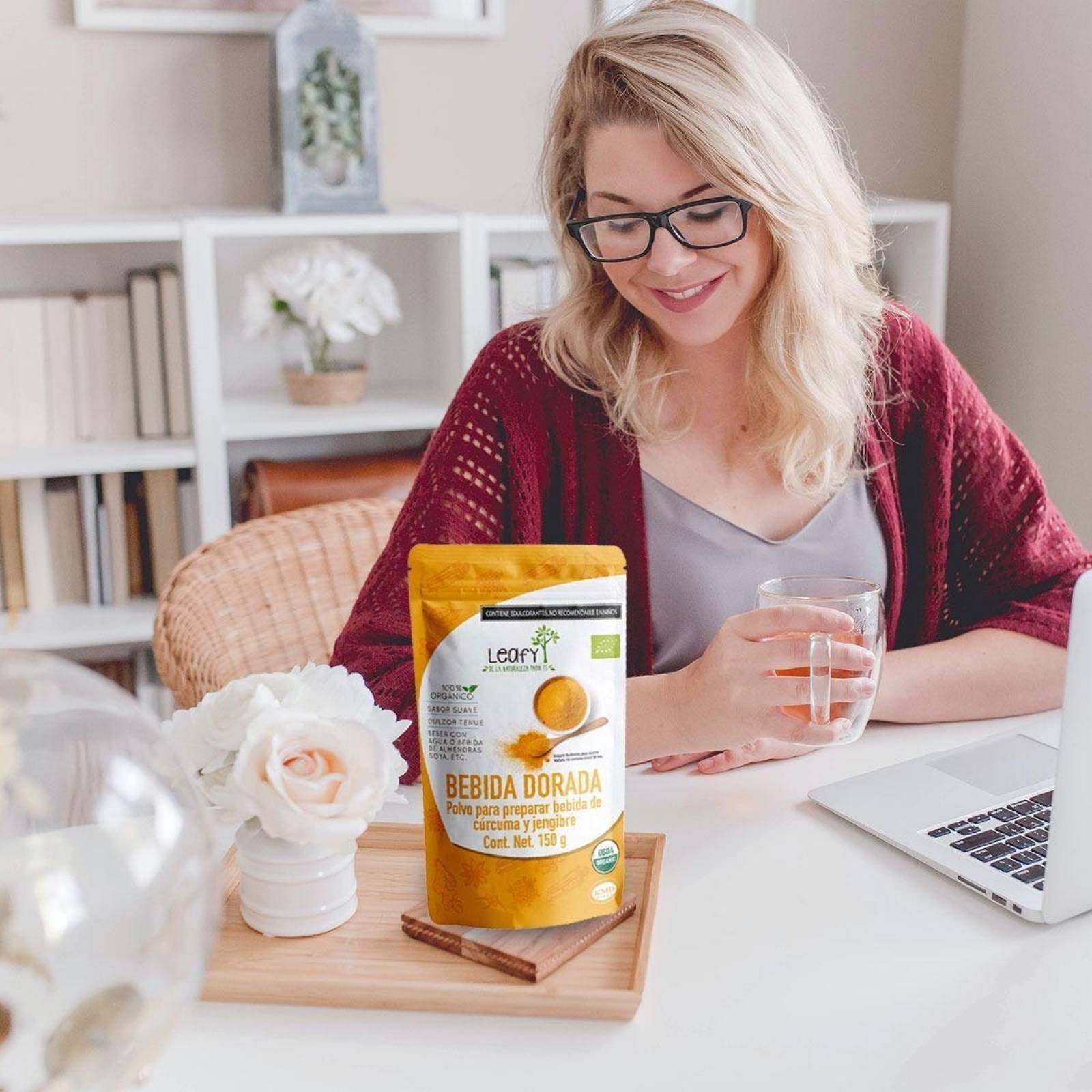 Golden Milk Leafy 150g Cúrcuma, Jengibre, Cardamomo, Canela, Endulzado con Monk Fruit 