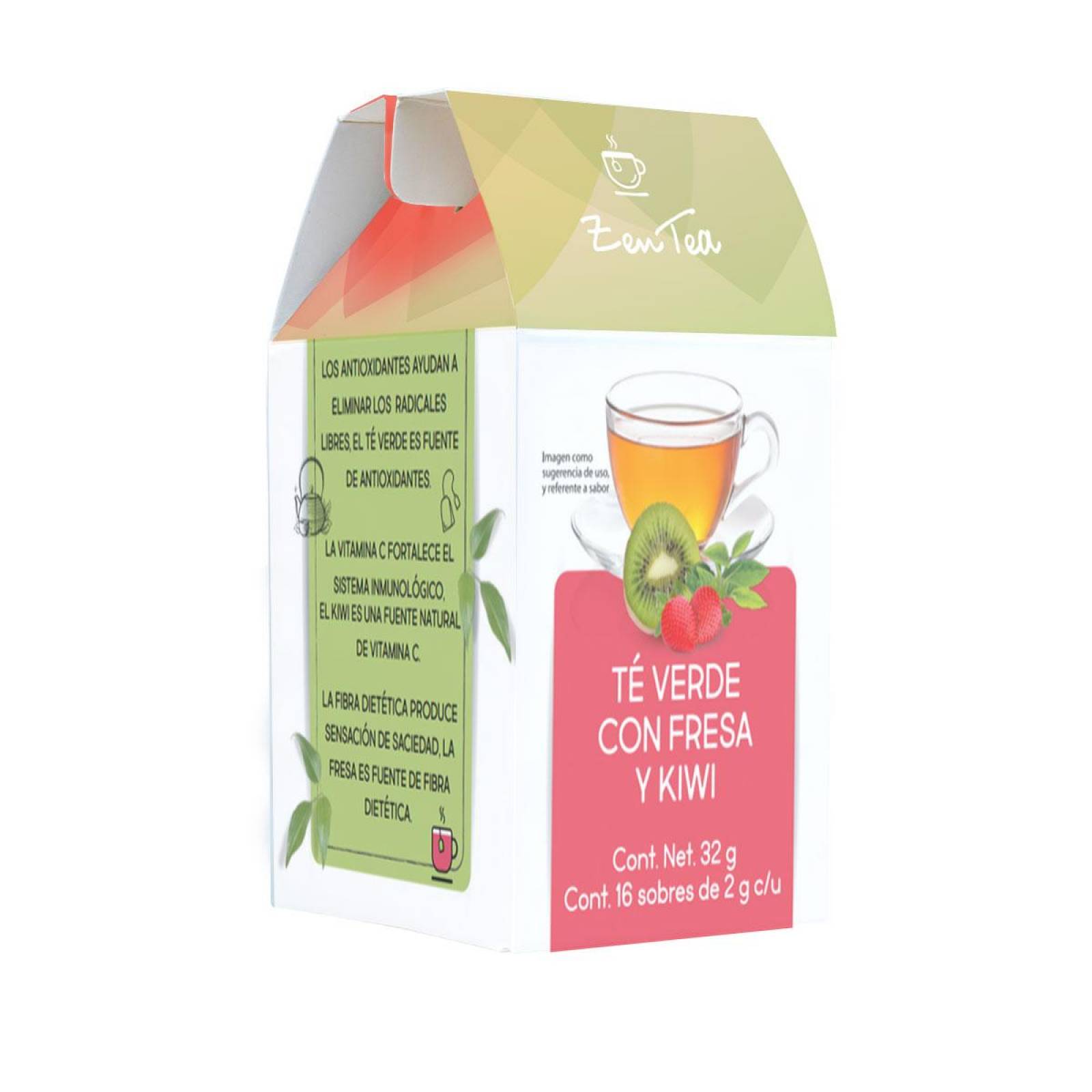 Kit de Té Jengibre con Limón y Té Verde Fresa y Kiwi Zen Tea 32 sobres 