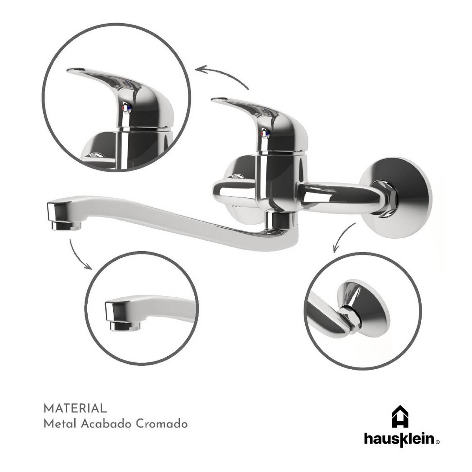 Llave Mezcladora Fregadero o Tarja Cocina Hausklein Monomando Flexible