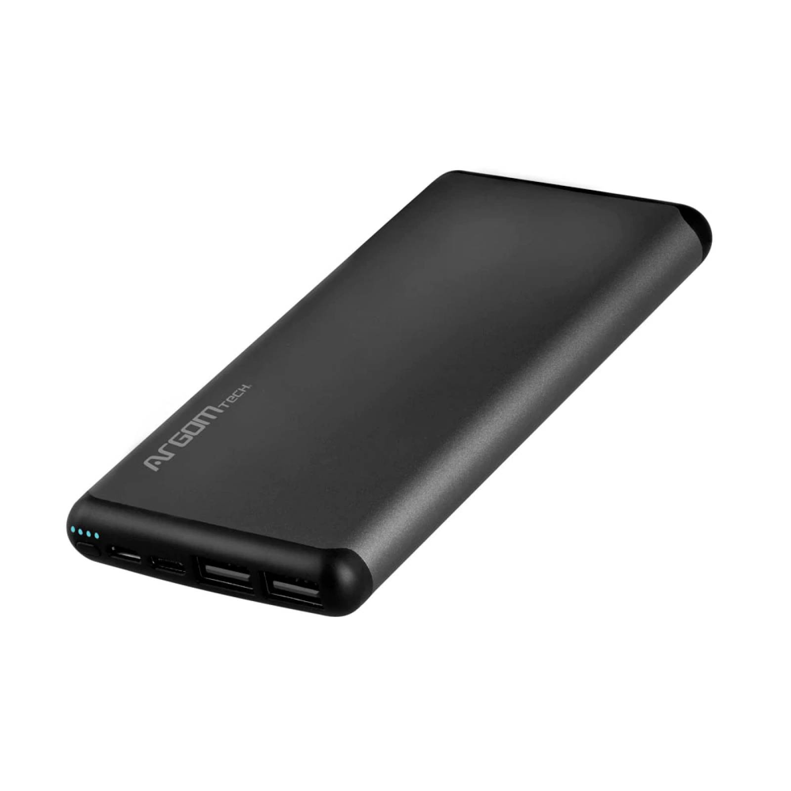 Power Bank S12 Delgado de Aluminio 12,000 mAh - Plateado -Doble Entrada: Micro-USB / Type-C - 2 Ports 2.1A/2A