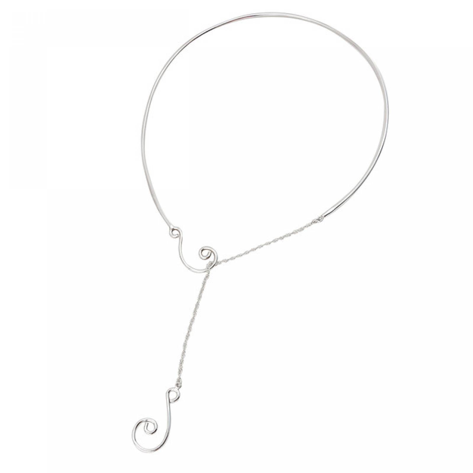 Gargantilla Rígida Espiral Marca Ketzalia De Plata Ley .925