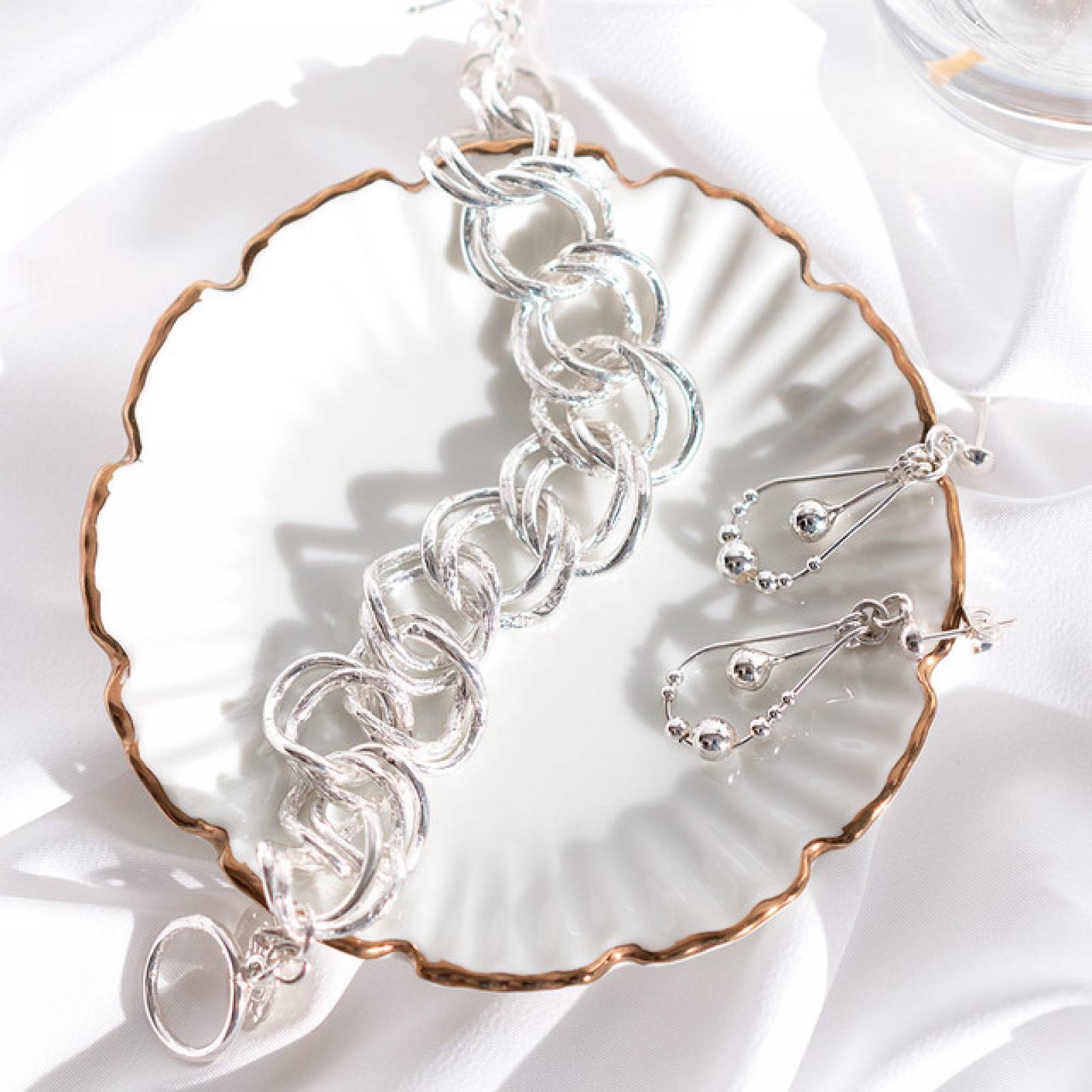 Pulsera Doble Eslabon Marca Ketzalia De Plata Ley .925