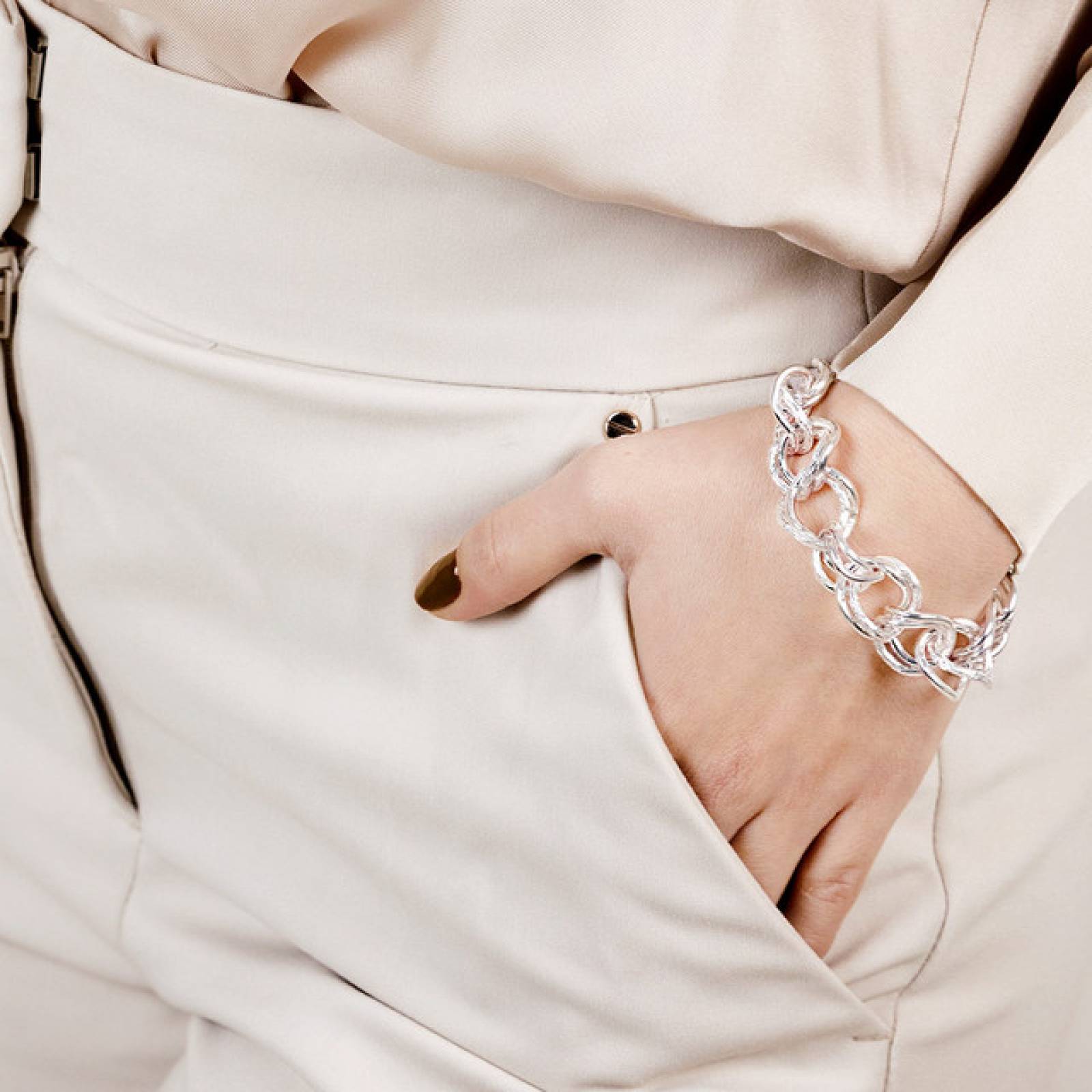 Pulsera Doble Eslabon Marca Ketzalia De Plata Ley .925