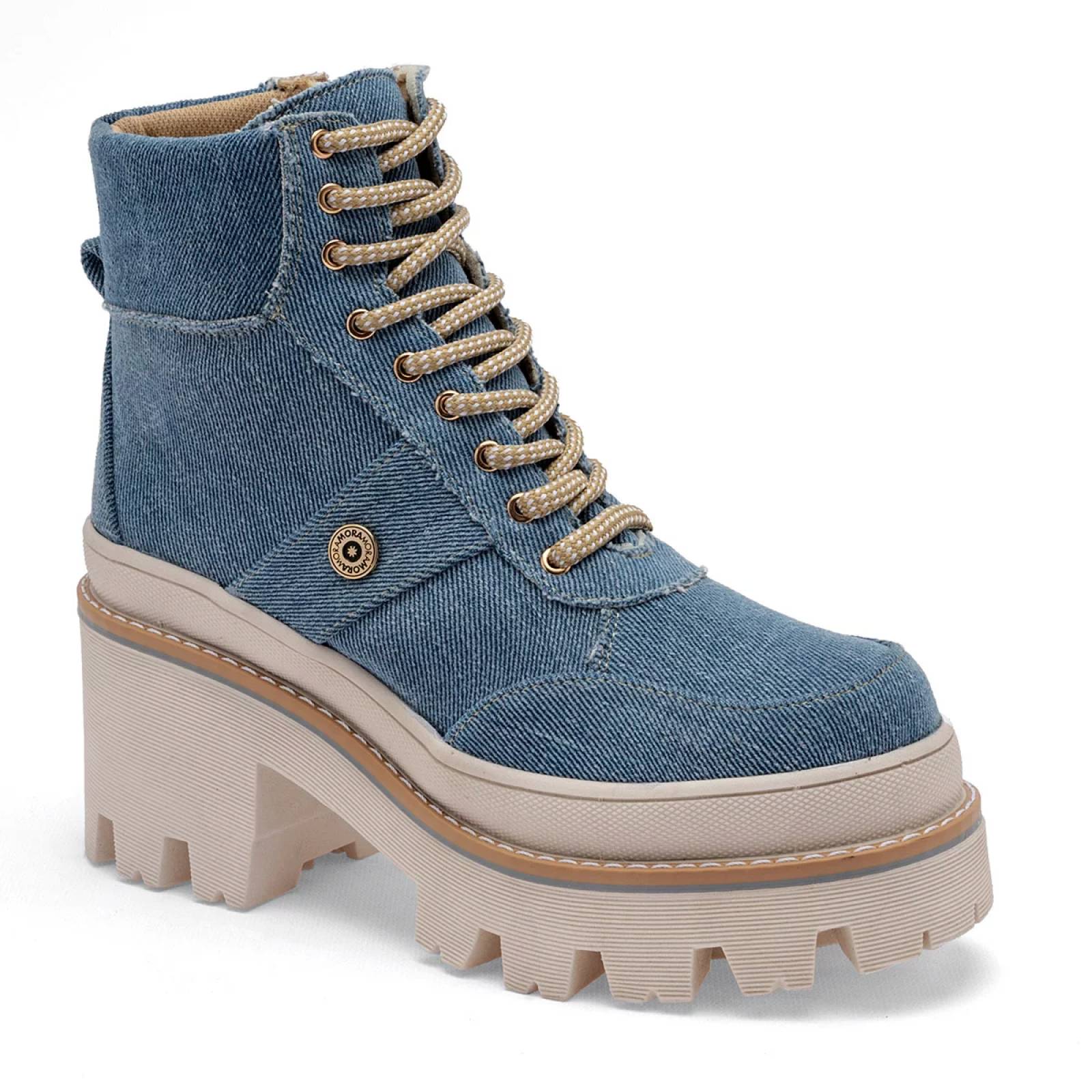 BOTA CON AGUJETA Y PLATAFORMA de Moramora Para Mujer Azul 180PK0701 T7